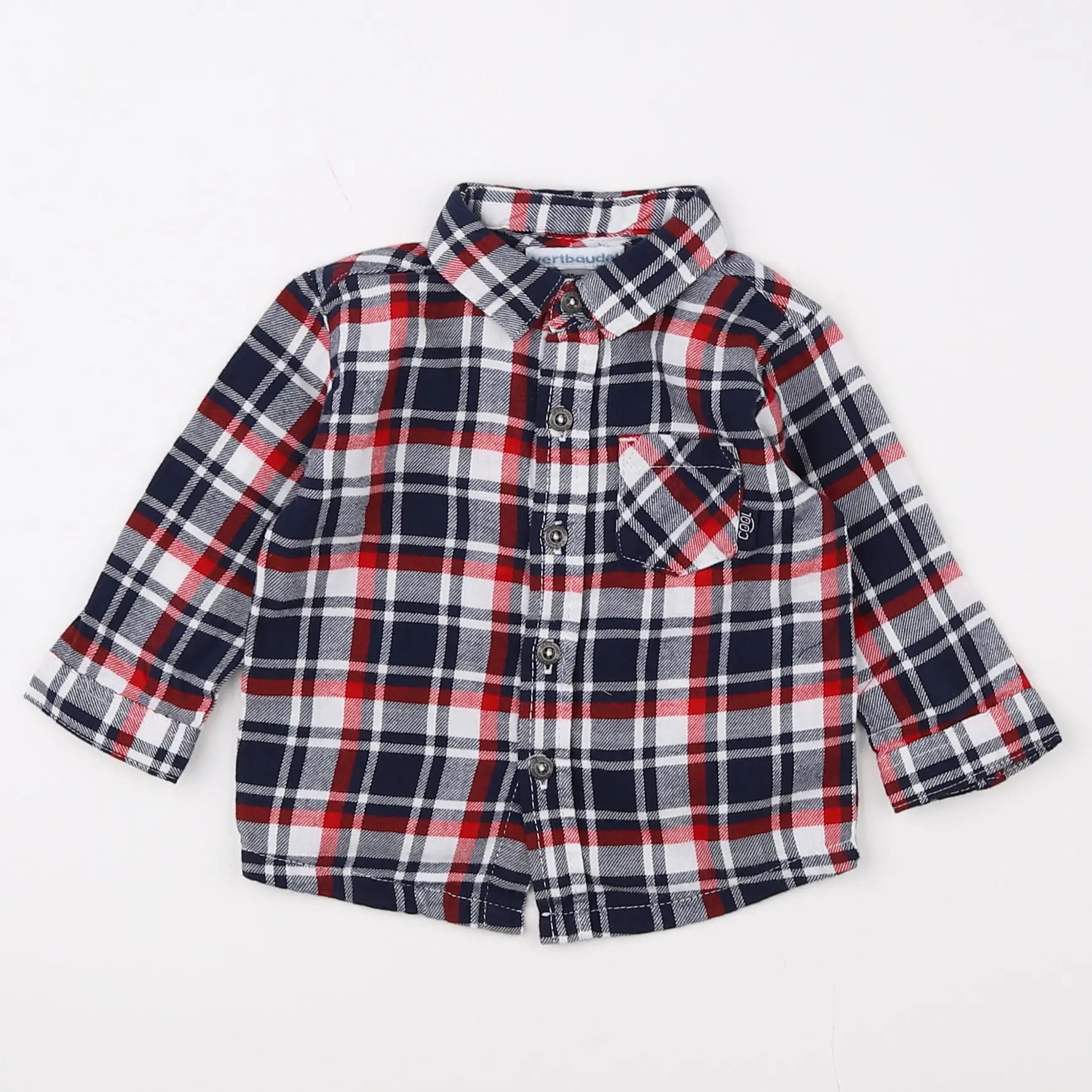 Vertbaudet - chemise blanc, bleu - 3 mois