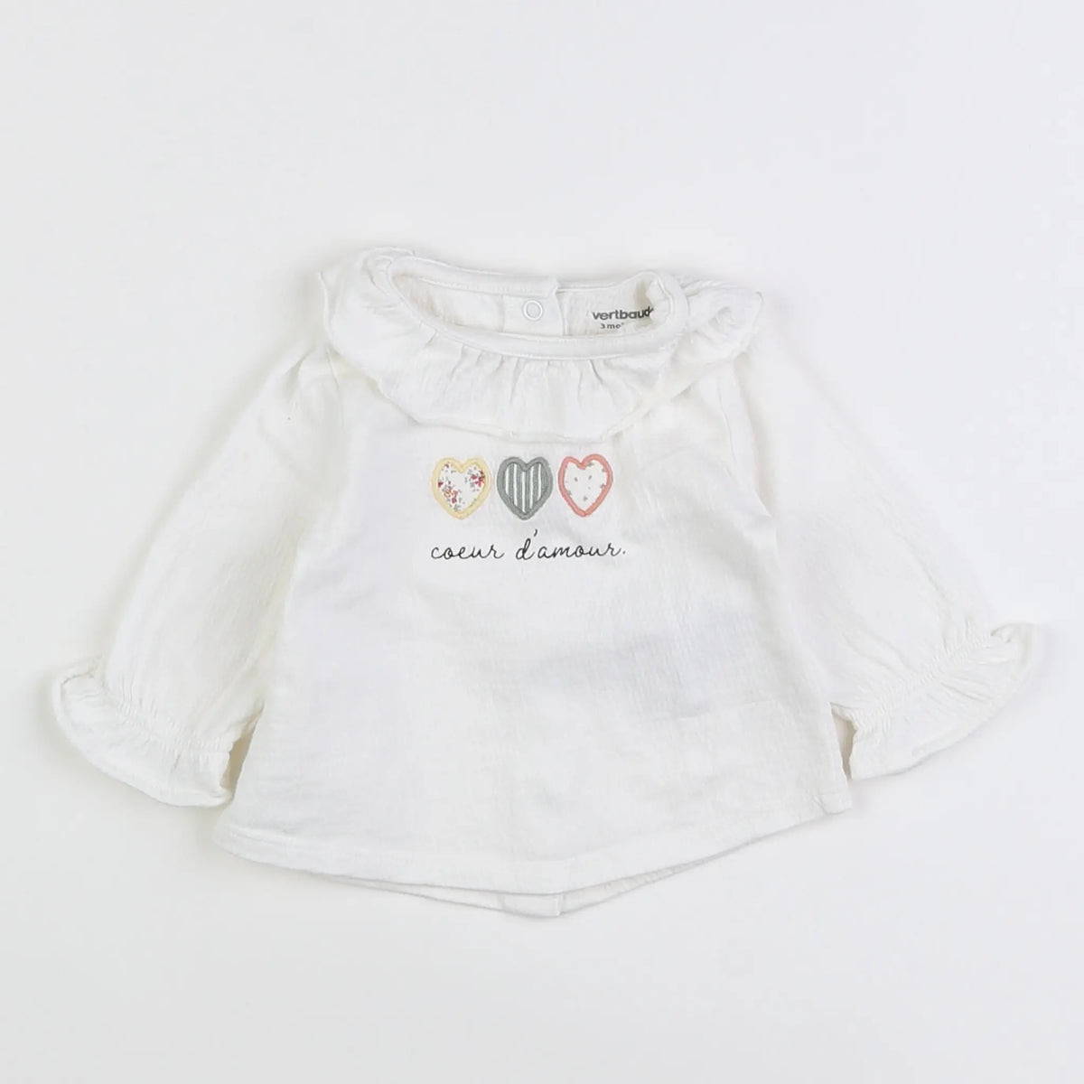Vertbaudet - tee-shirt blanc - 3 mois