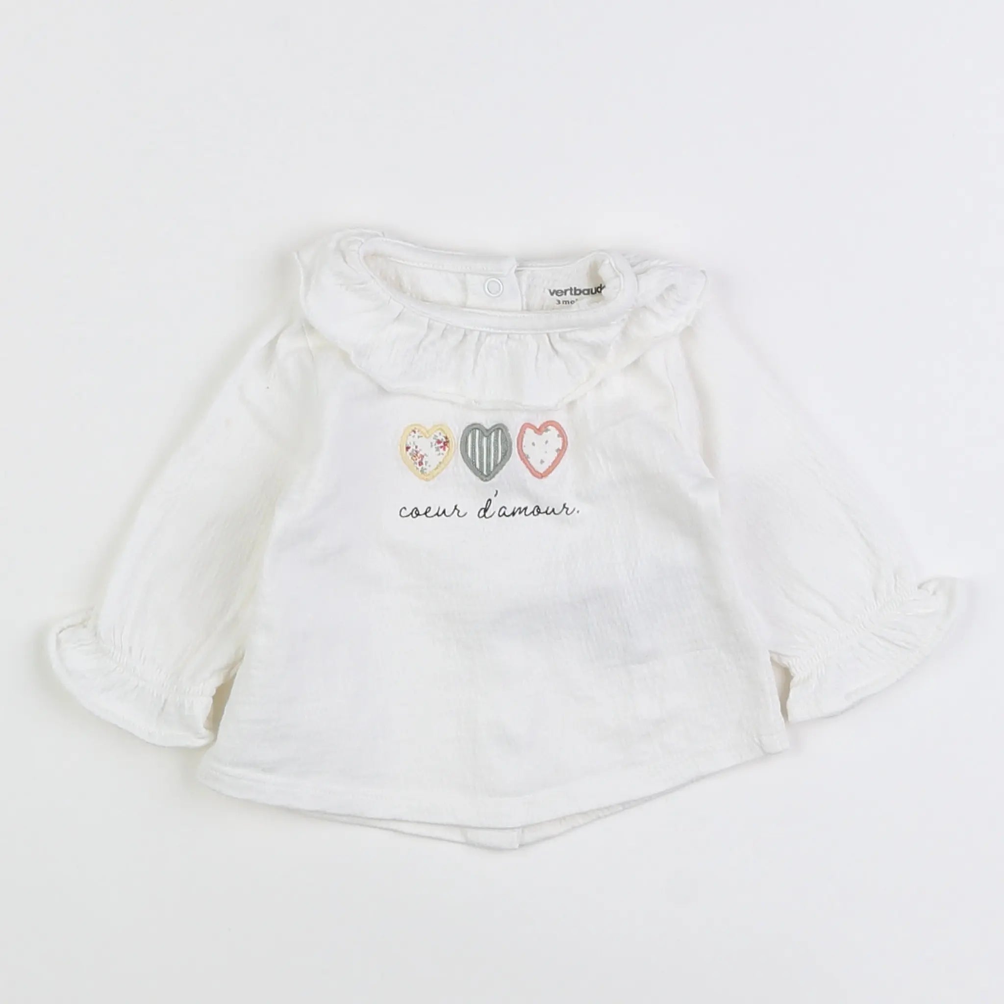 Vertbaudet - tee-shirt blanc - 3 mois