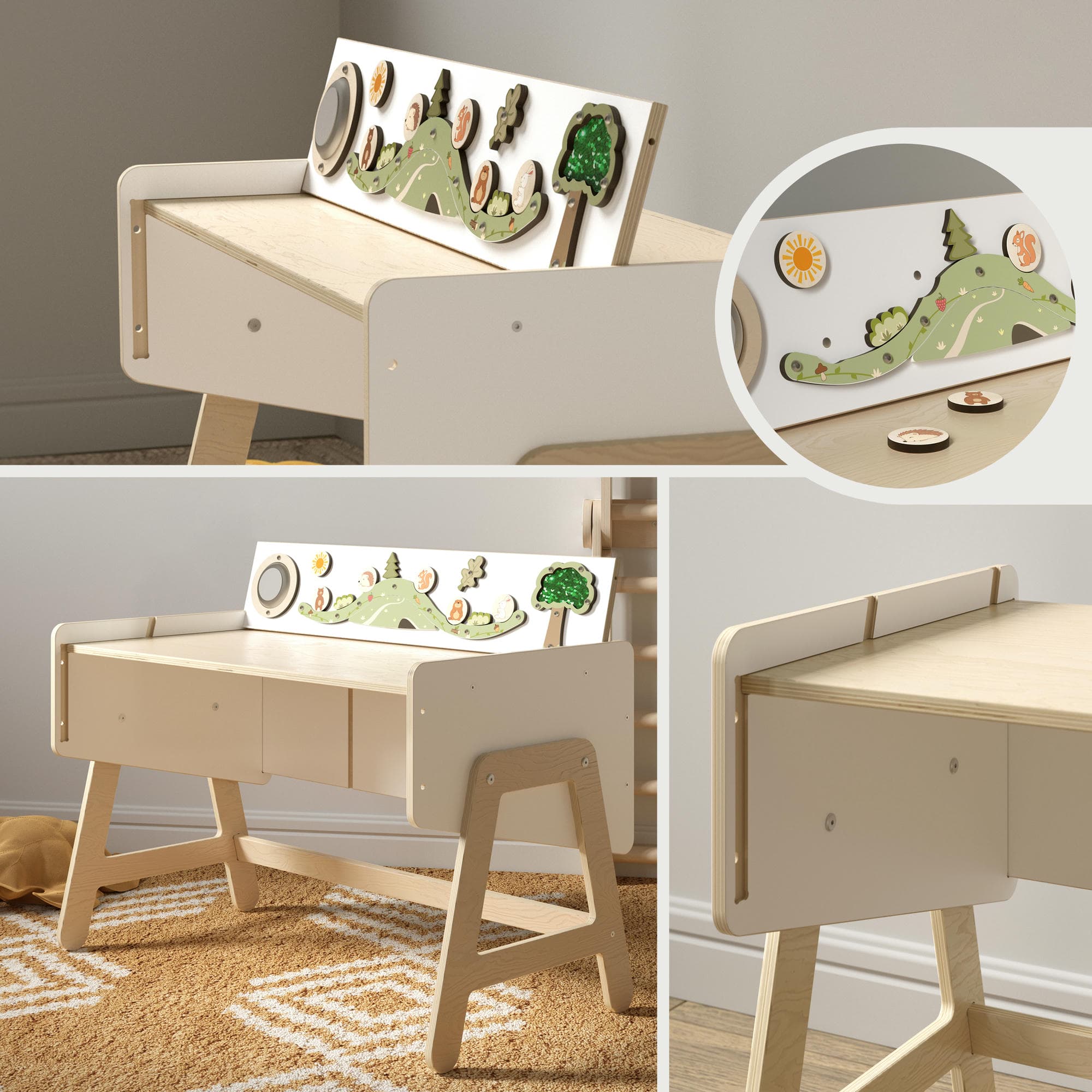 Étagère à jouets / Table + Bibliothèque enfant / Siège LILU