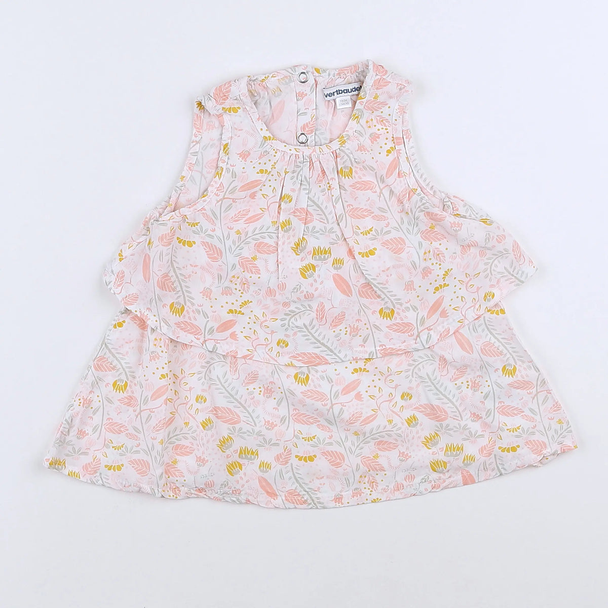 Vertbaudet - robe blanc, rose - 12 mois