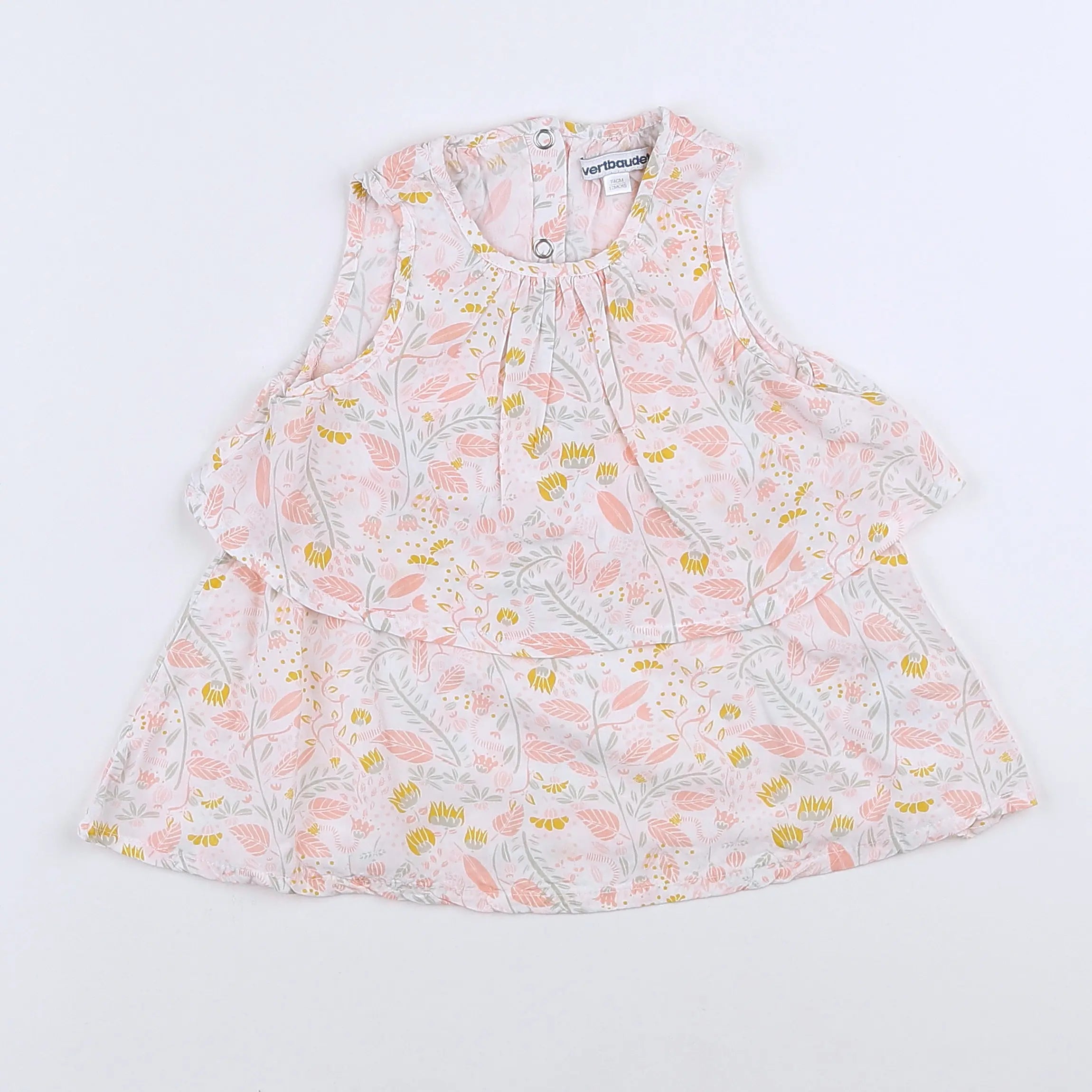 Vertbaudet - robe blanc, rose - 12 mois