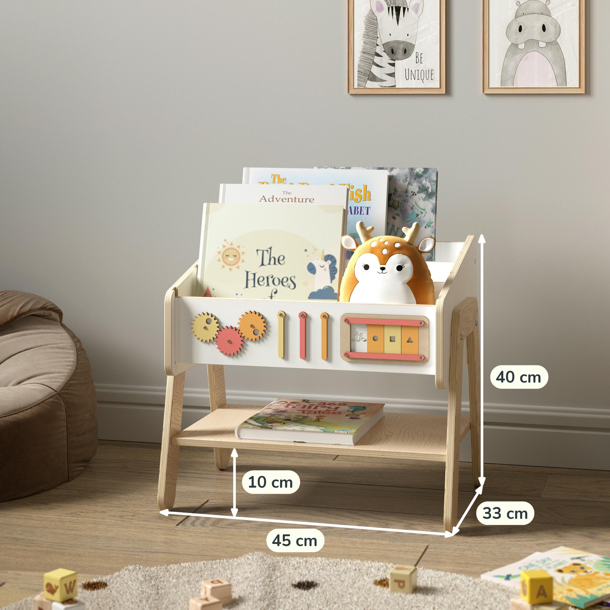 Étagère à jouets / Table + Bibliothèque enfant / Siège LILU