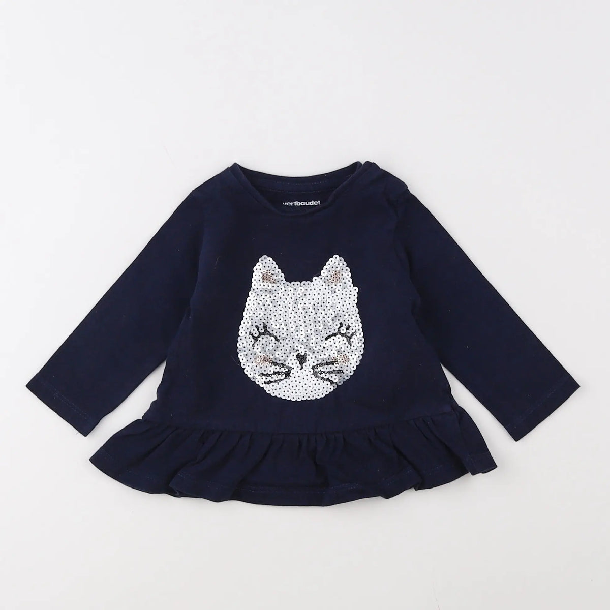 Vertbaudet - tee-shirt bleu, argent - 3 mois