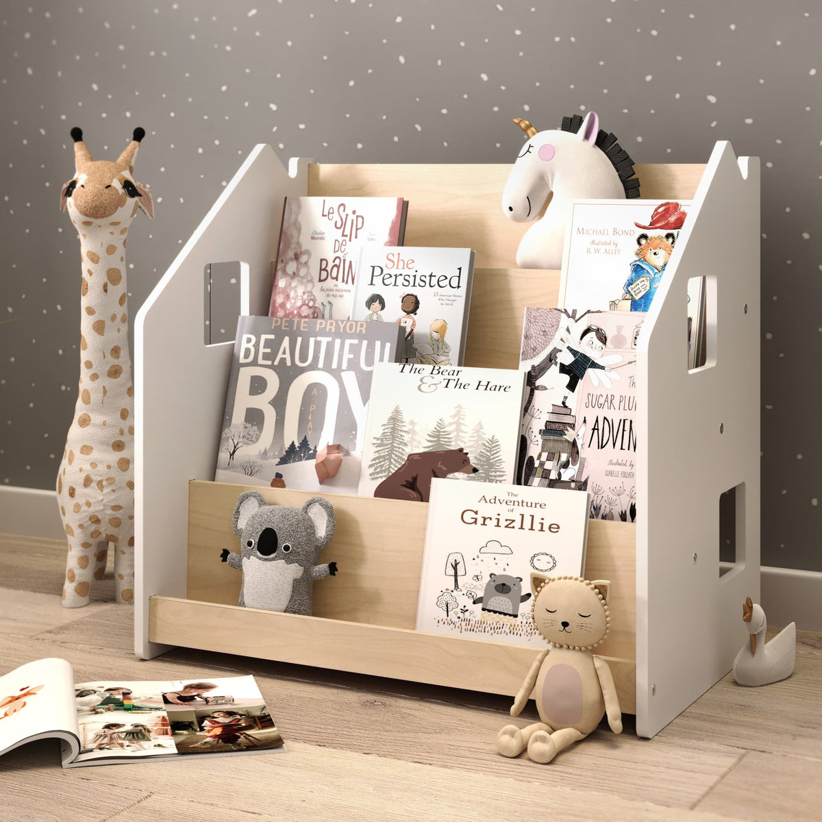 Bibliothèque enfant - Blanc et Gris