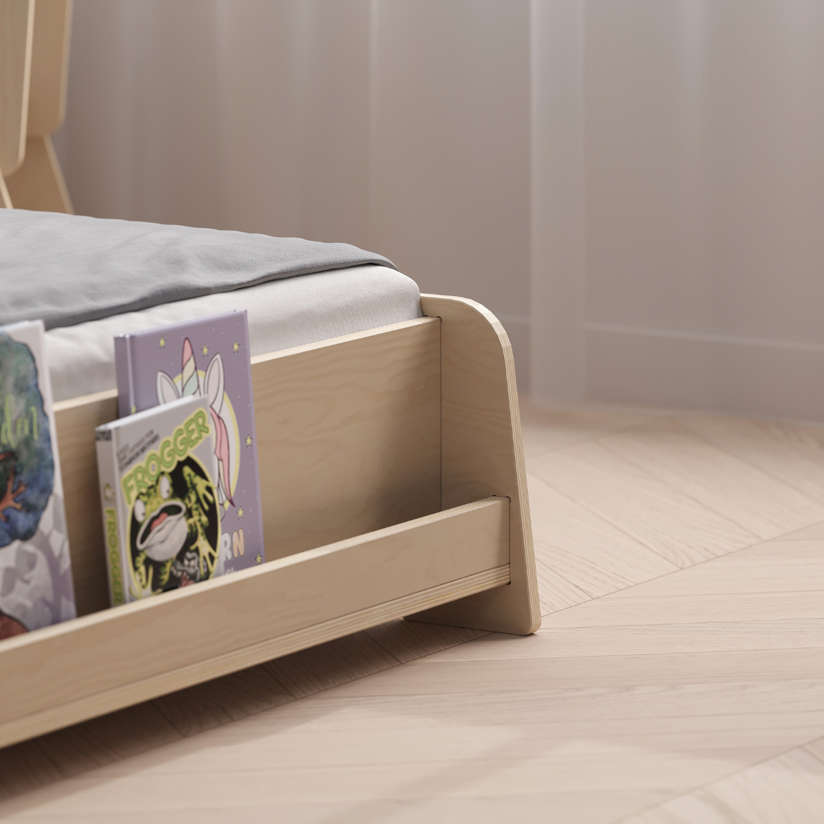 Lit extensible en forme de maison avec éclairage LED