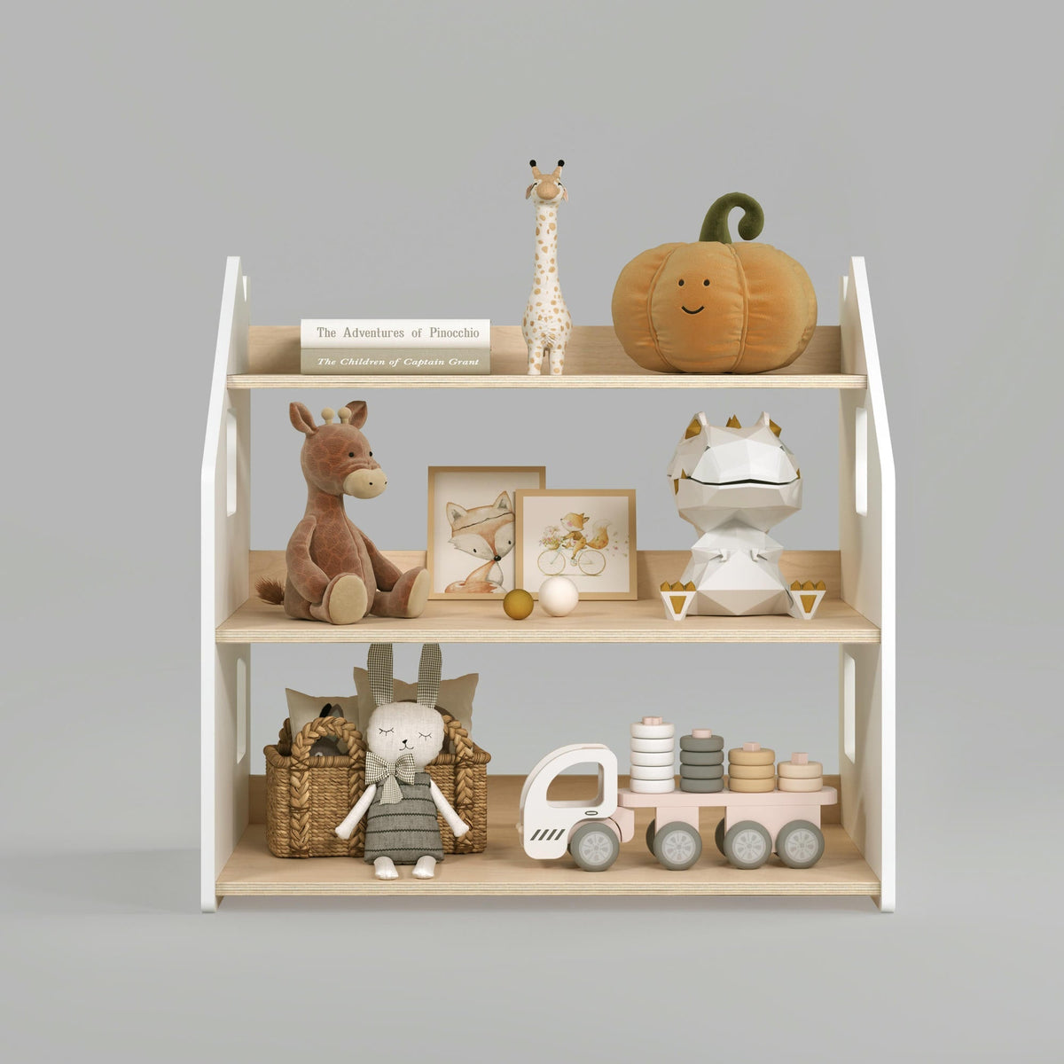 Étagère à jouets - Blanc et Gris