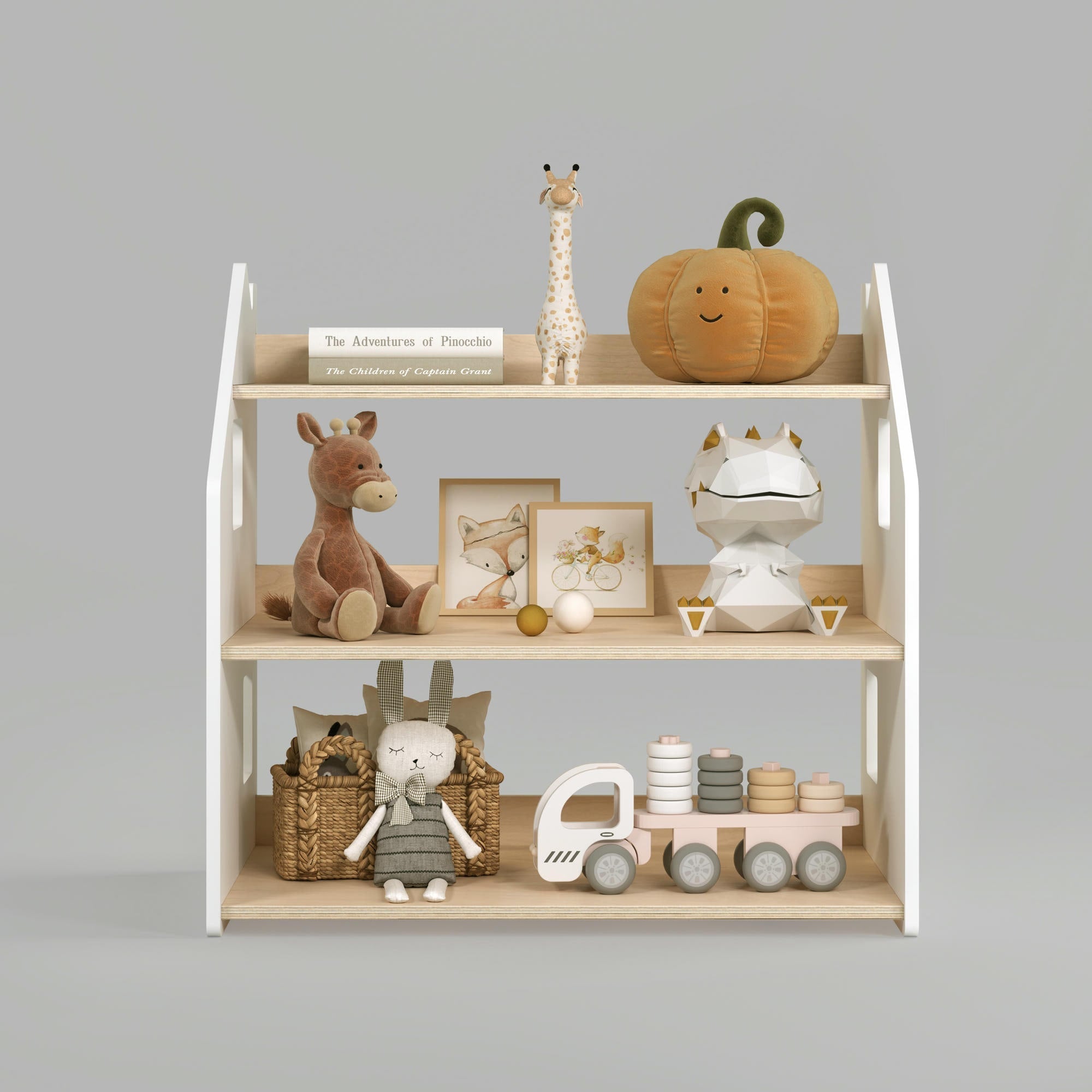 Étagère à jouets - Blanc et Gris