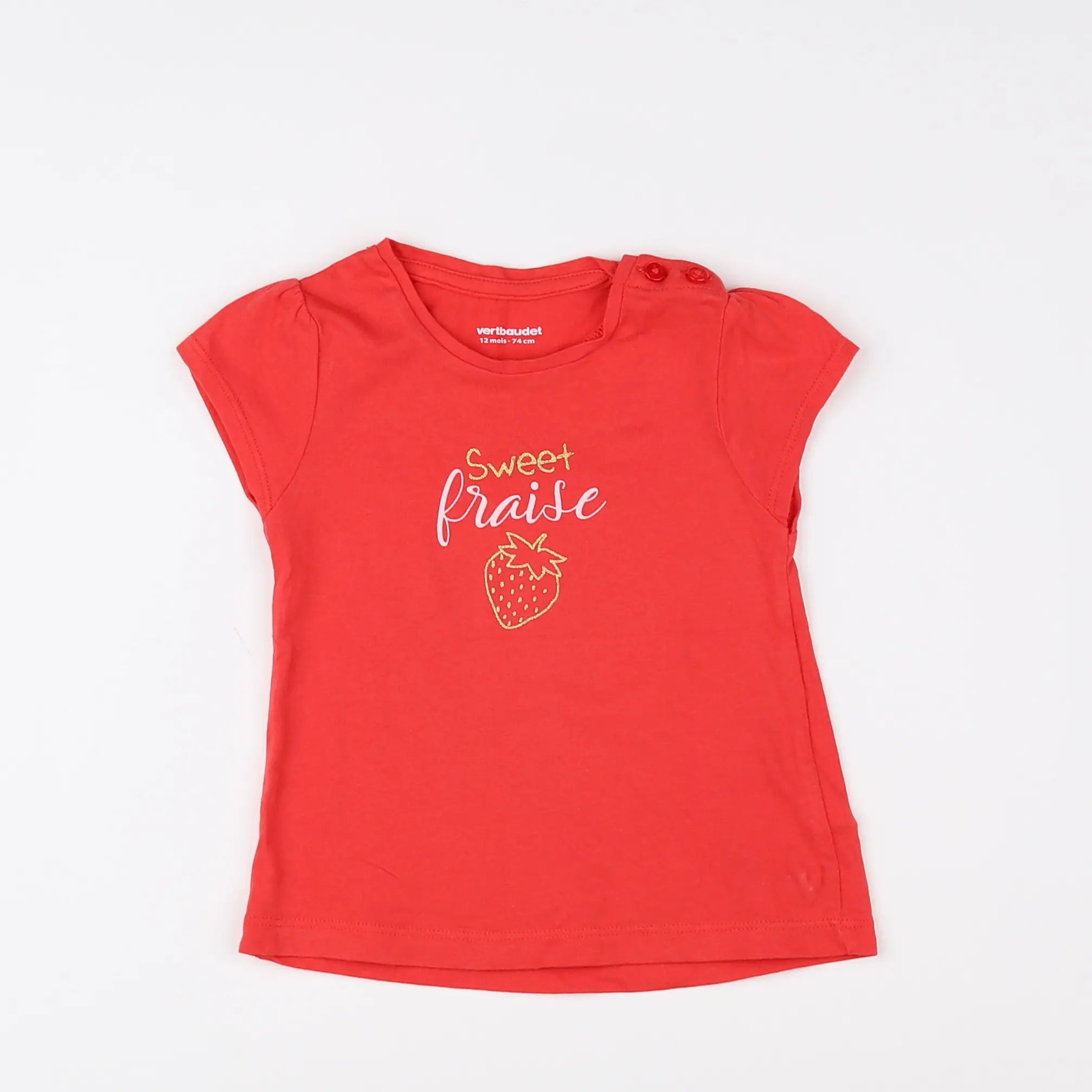 Vertbaudet - tee-shirt rouge, or - 12 mois