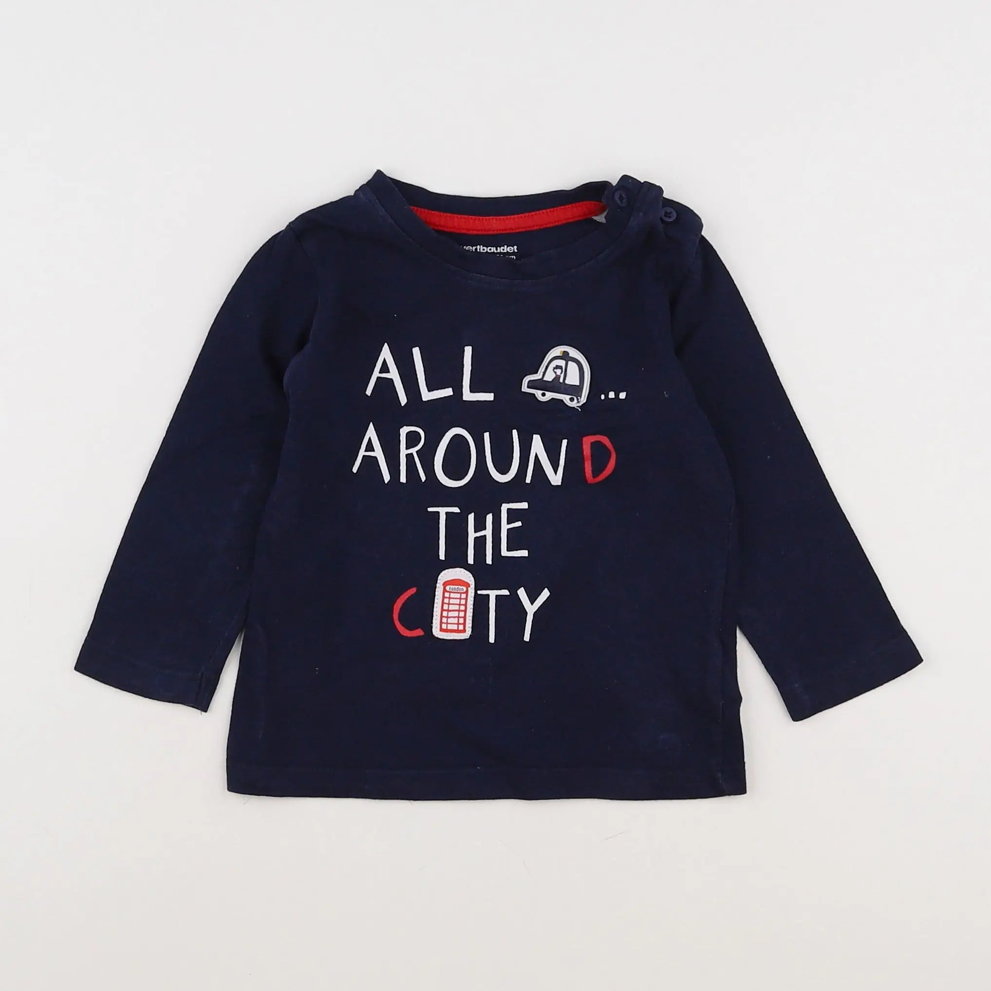 Vertbaudet - tee-shirt bleu - 12 mois