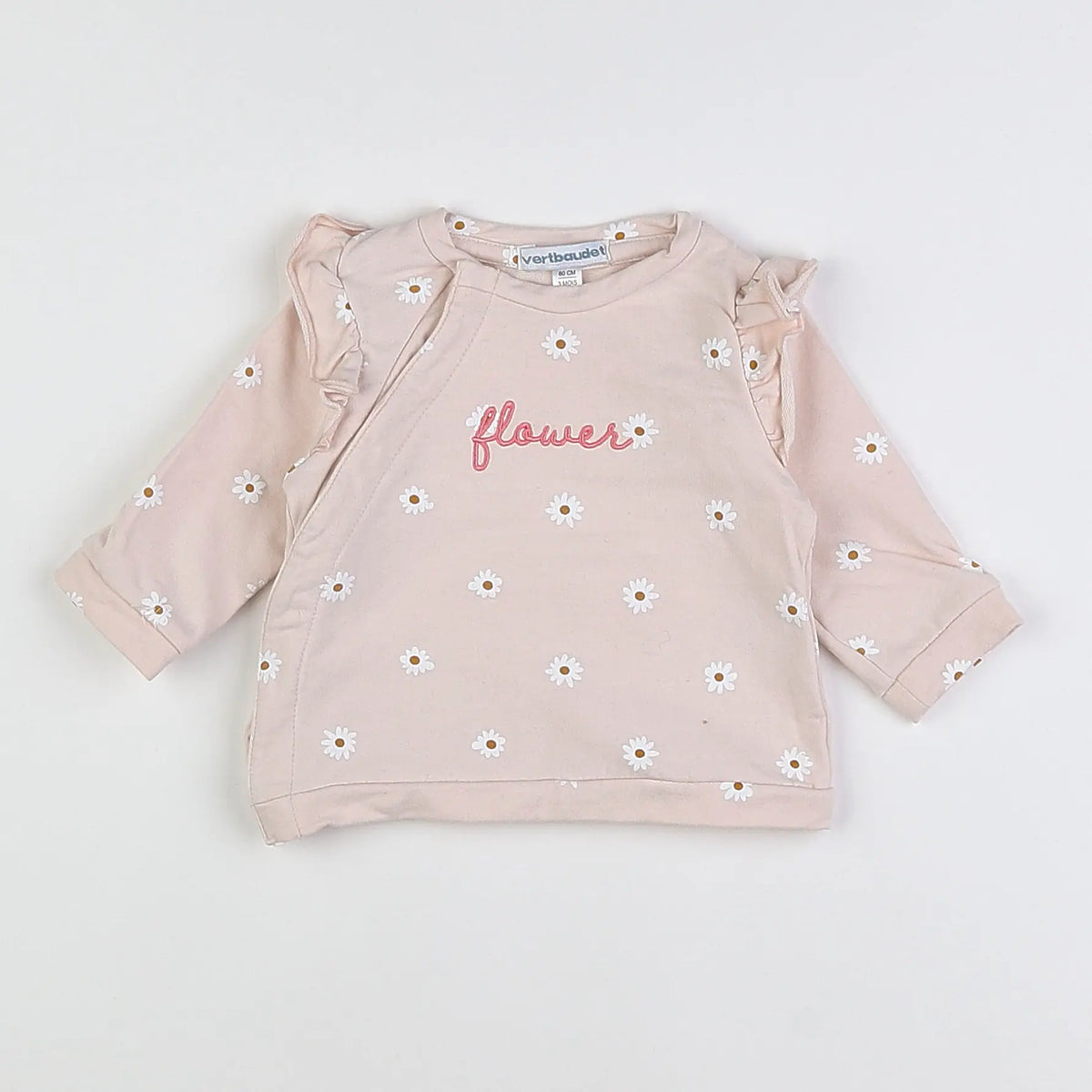 Vertbaudet - sweat rose - 3 mois