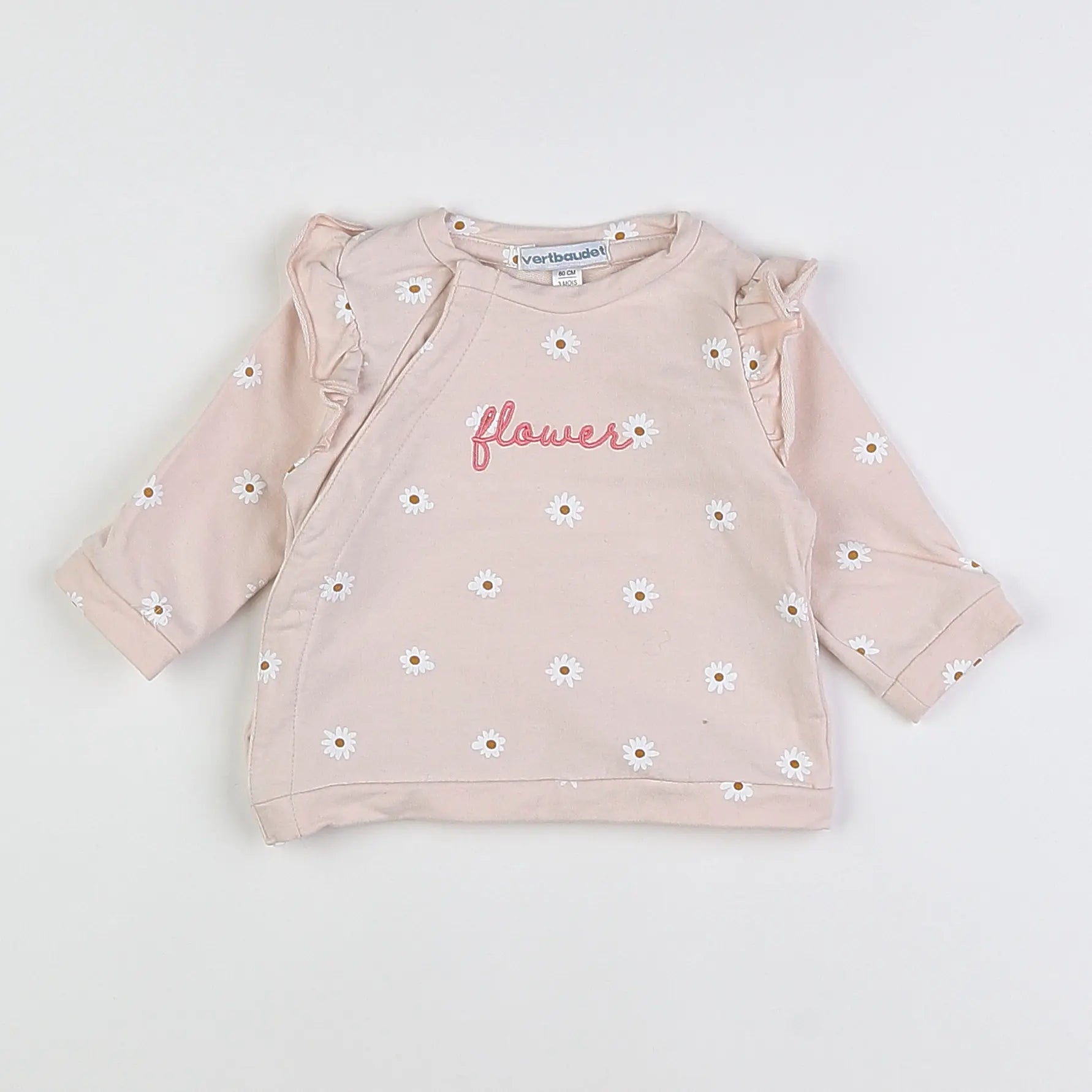 Vertbaudet - sweat rose - 3 mois