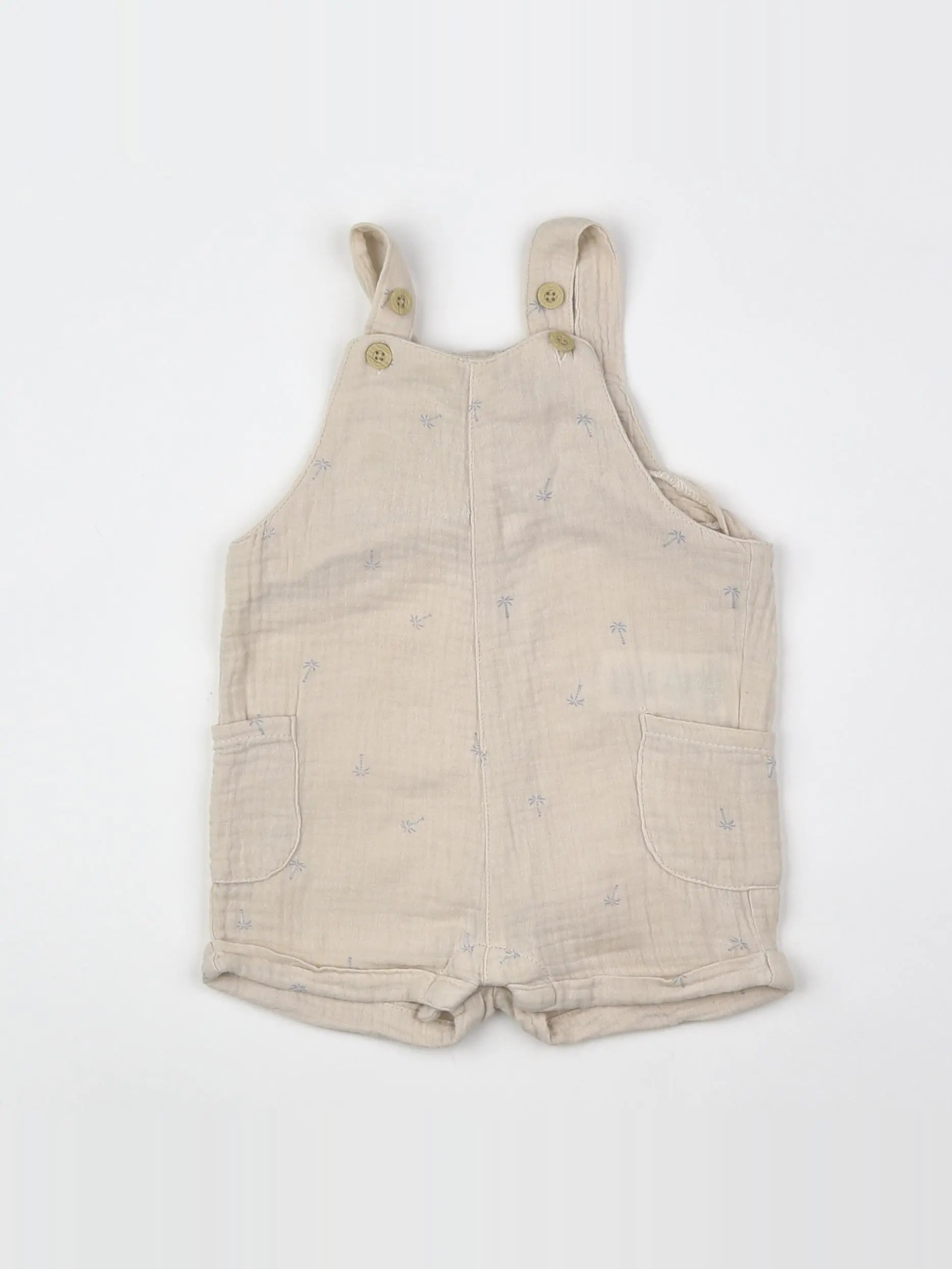 Vertbaudet - salopette beige, bleu - 9 mois