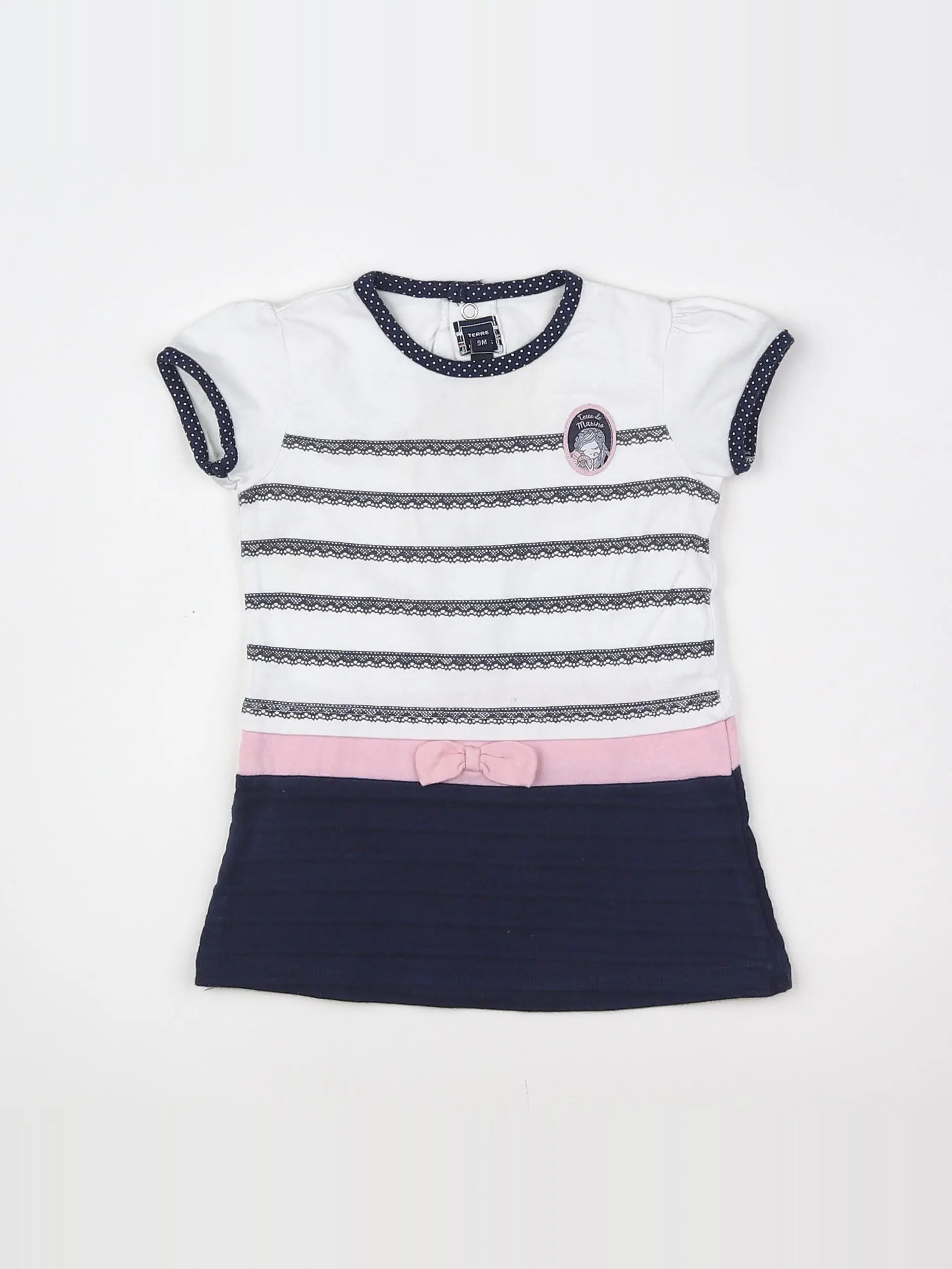 Terre de marins - robe blanc, bleu - 9 mois