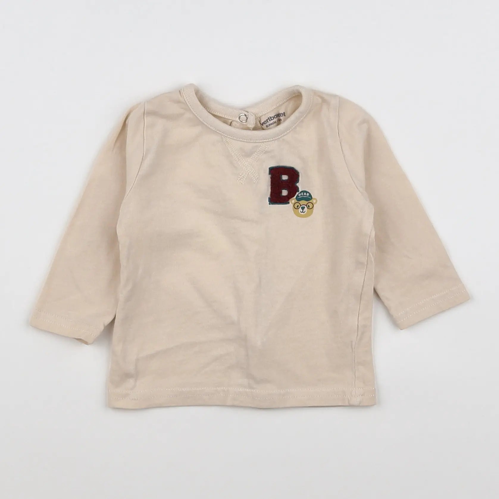 Vertbaudet - tee-shirt beige - 6 mois