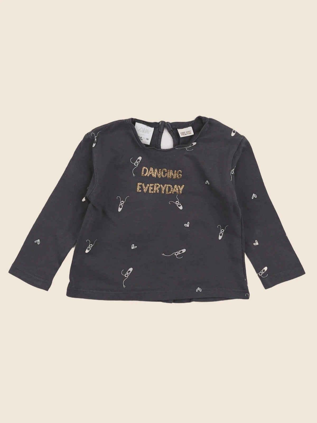Zara - tee-shirt gris - 6/9 mois