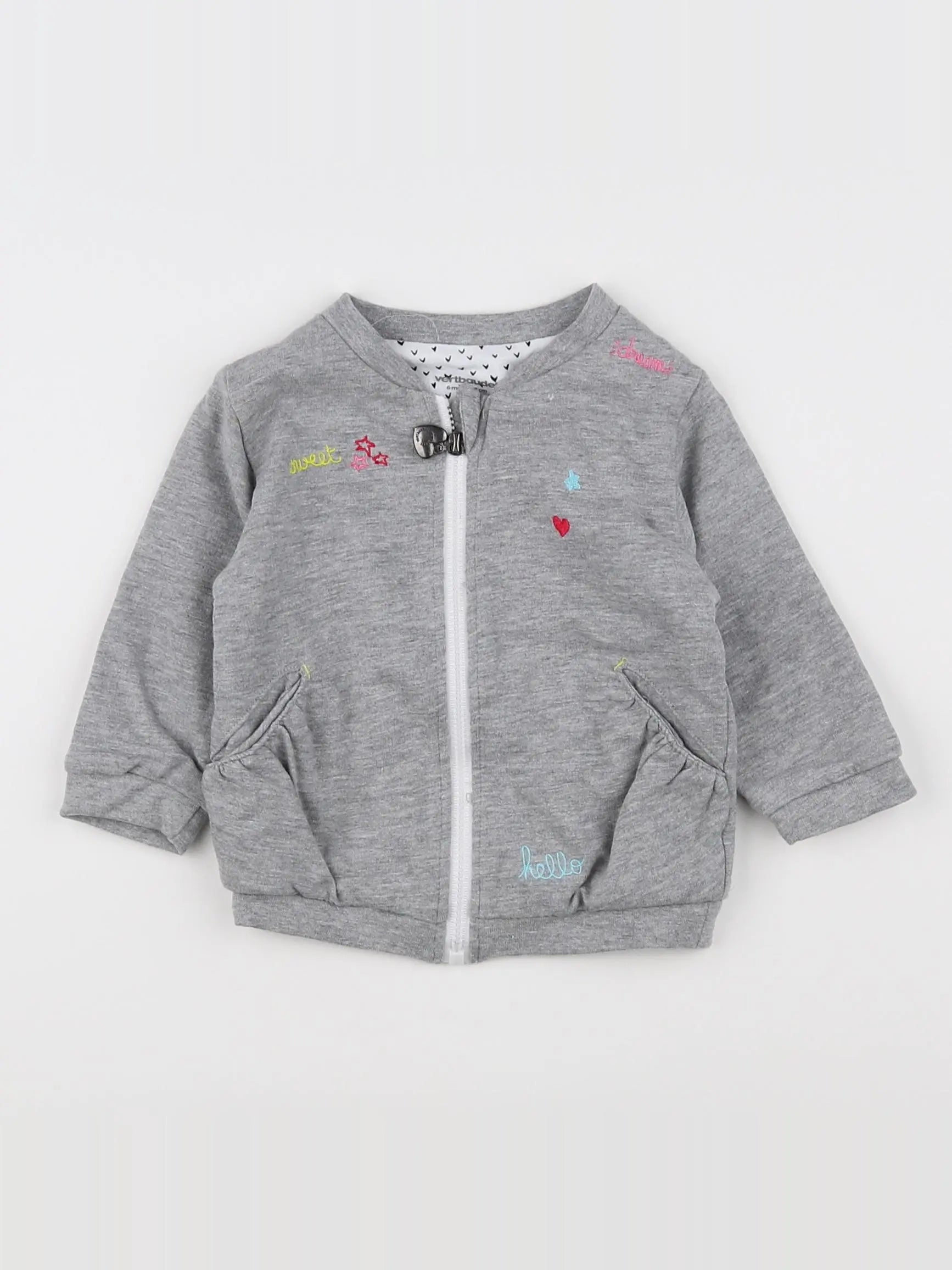 Vertbaudet - sweat gris - 6 mois