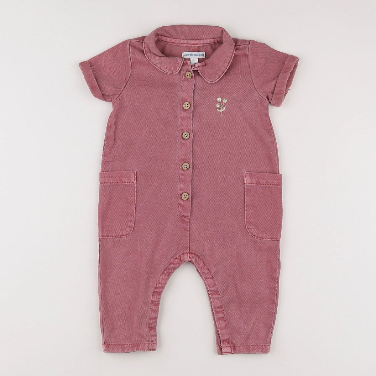 Vertbaudet - combinaison rose - 9 mois