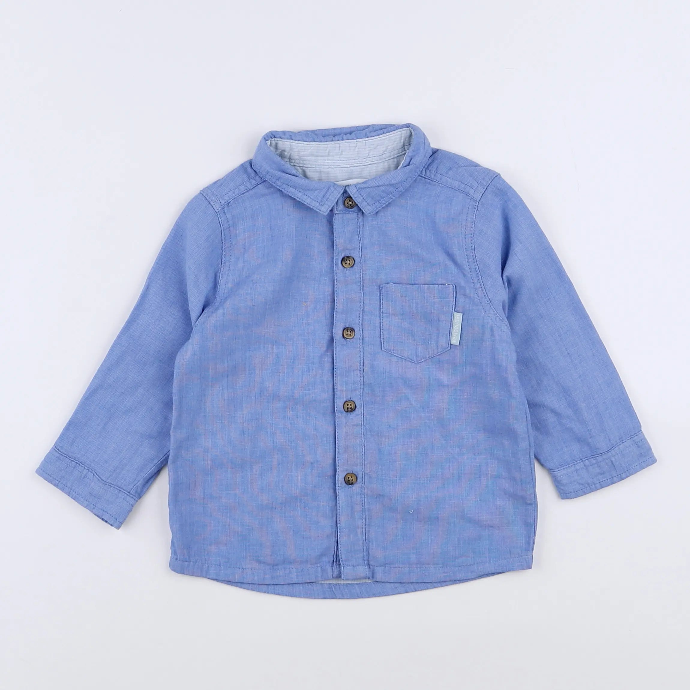 Vertbaudet - chemise bleu - 12 mois