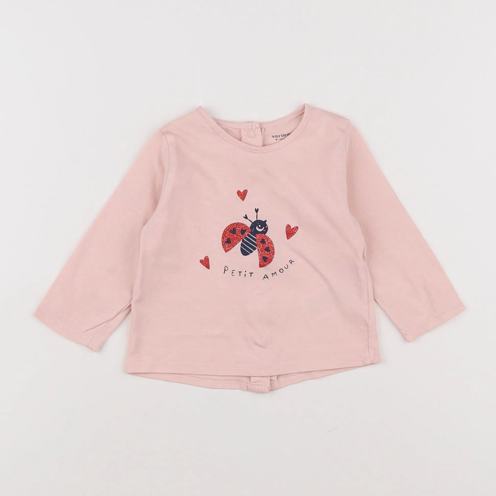 Vertbaudet - tee-shirt rose - 9 mois