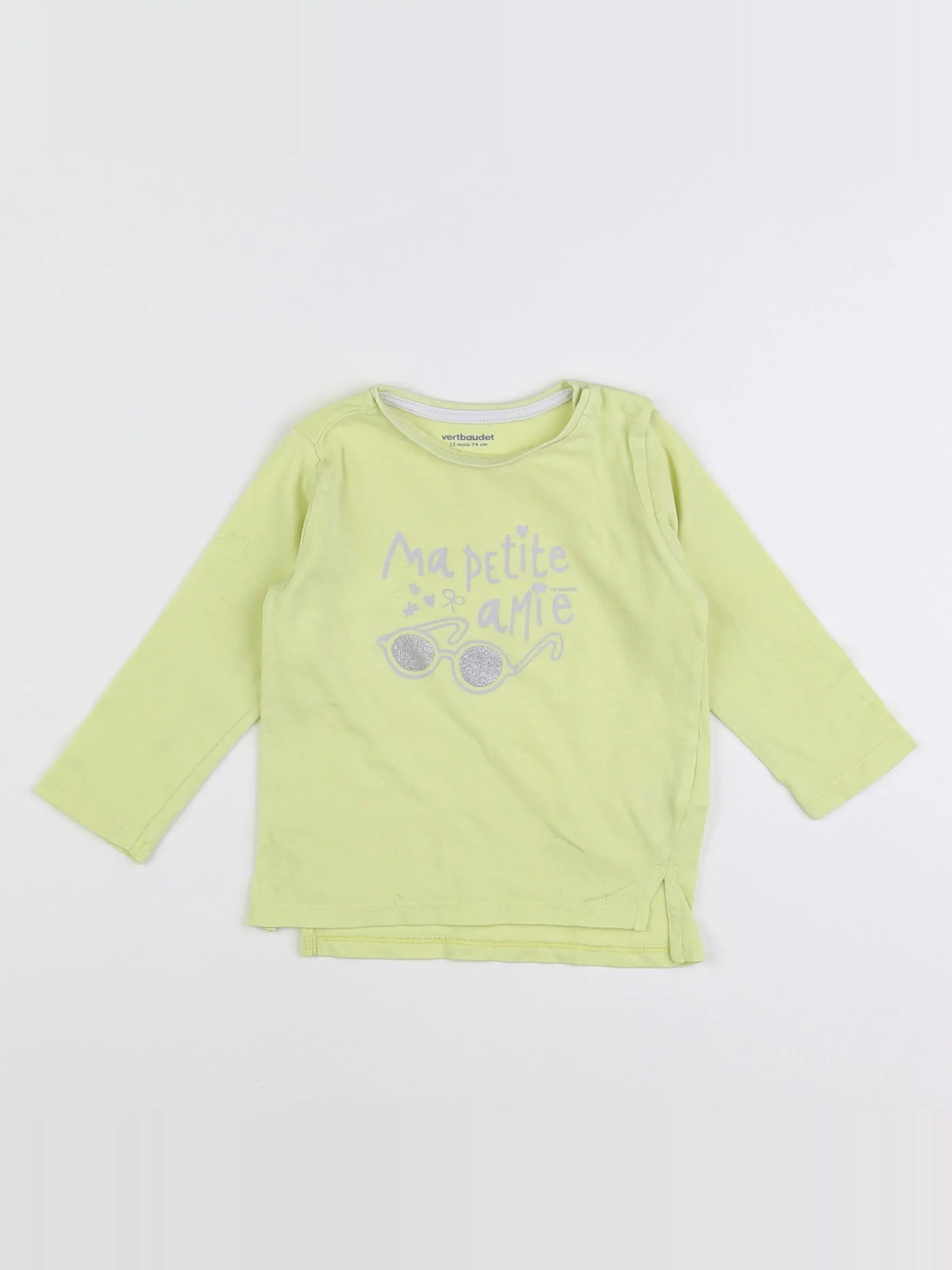 Vertbaudet - tee-shirt vert, argent - 12 mois