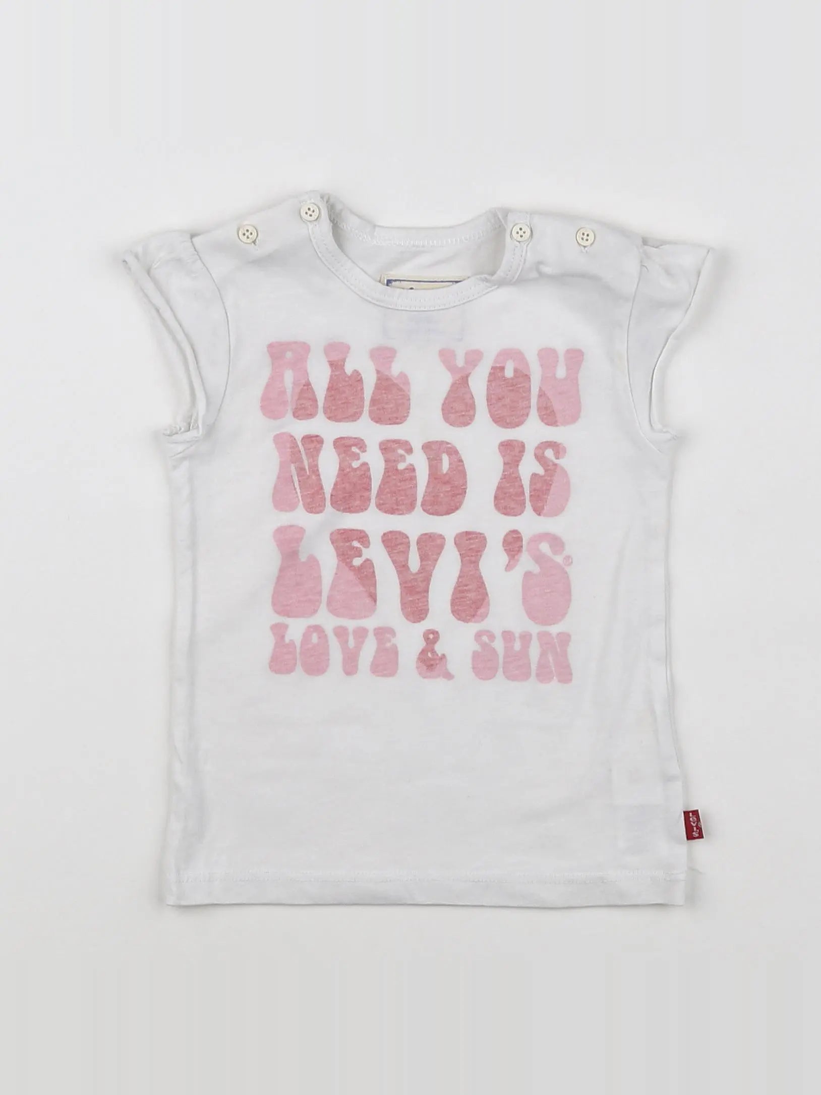 Levi's - tee-shirt blanc, rose - 2 ans