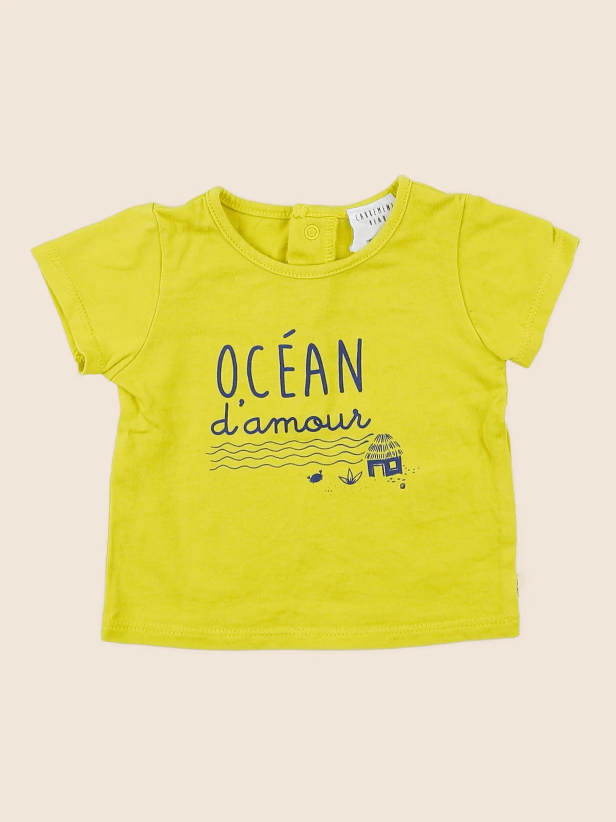 Carrément Beau - tee-shirt jaune, bleu - 3 mois