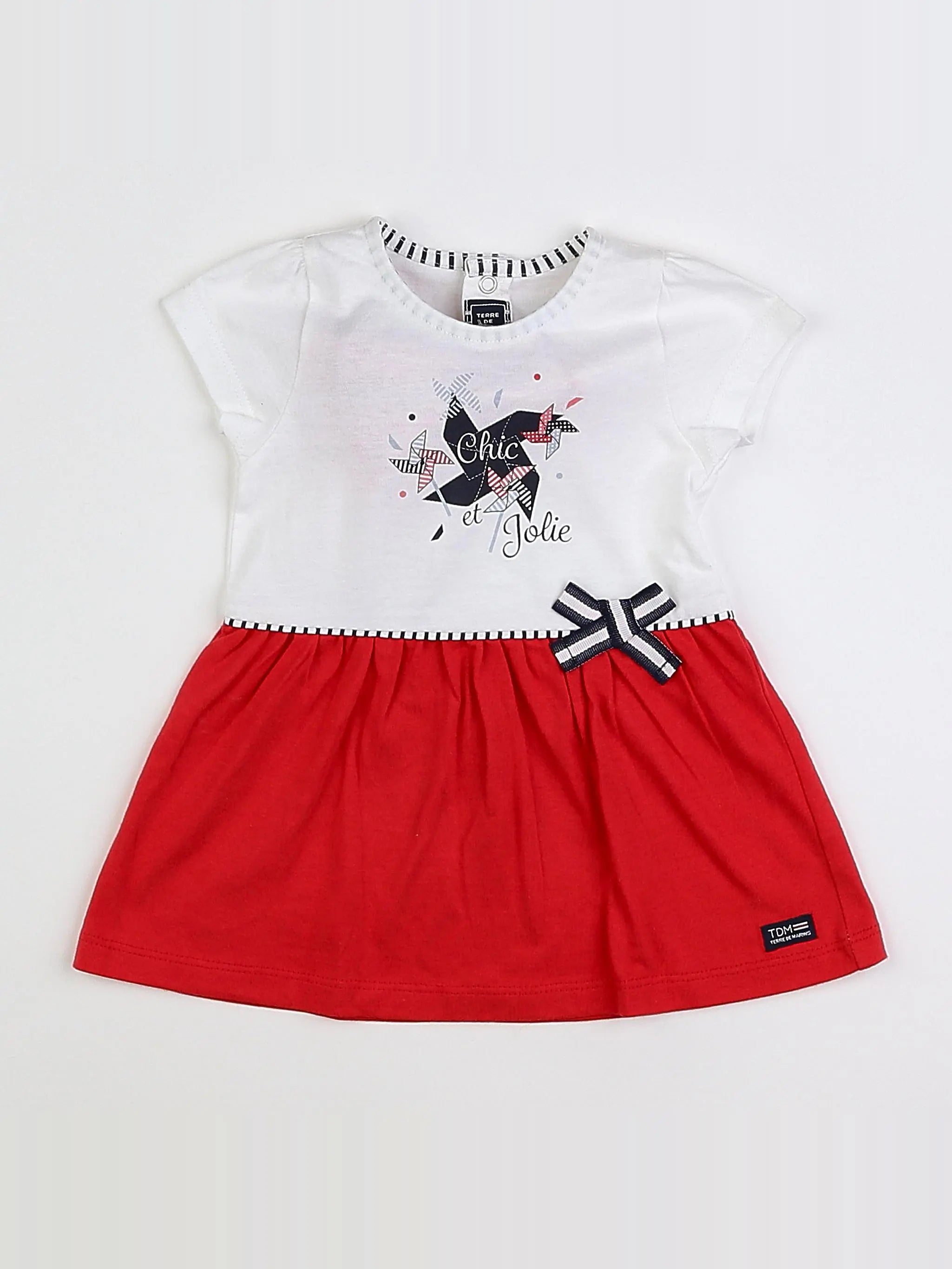 Terre de marins - robe blanc, rouge (état neuf) - 6 mois