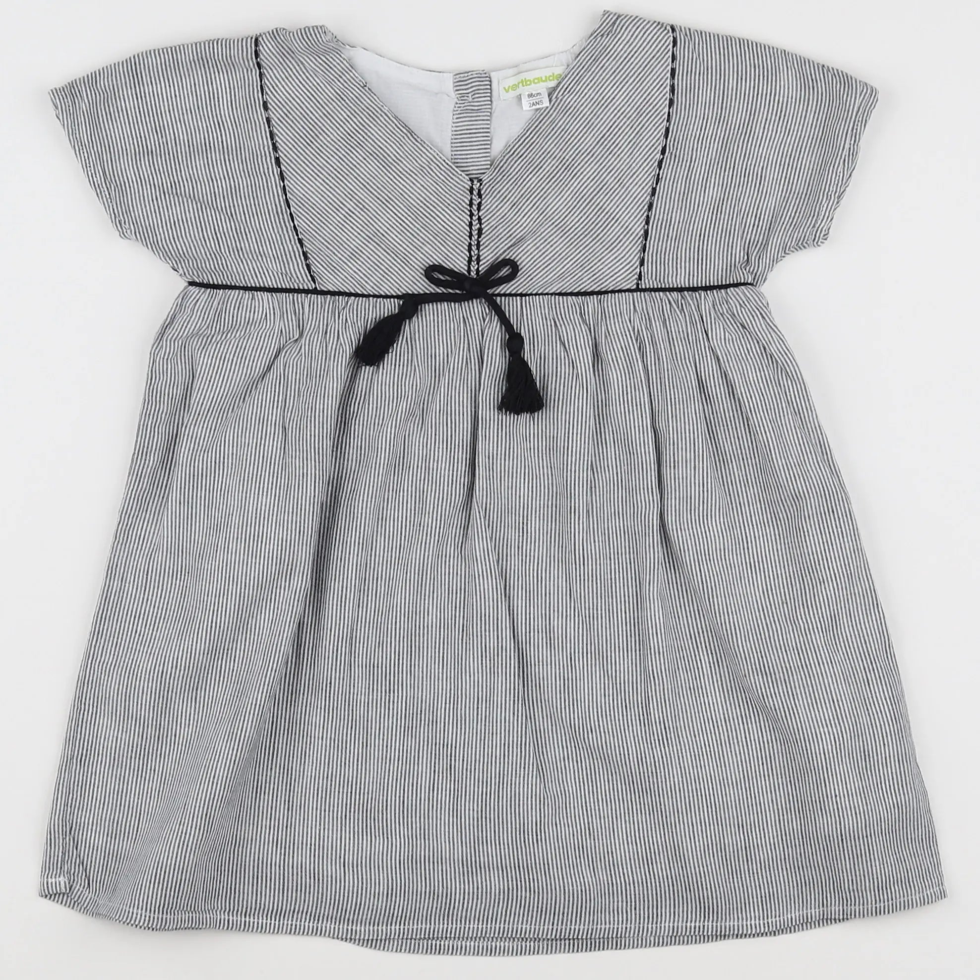 Vertbaudet - robe gris, blanc - 2 ans