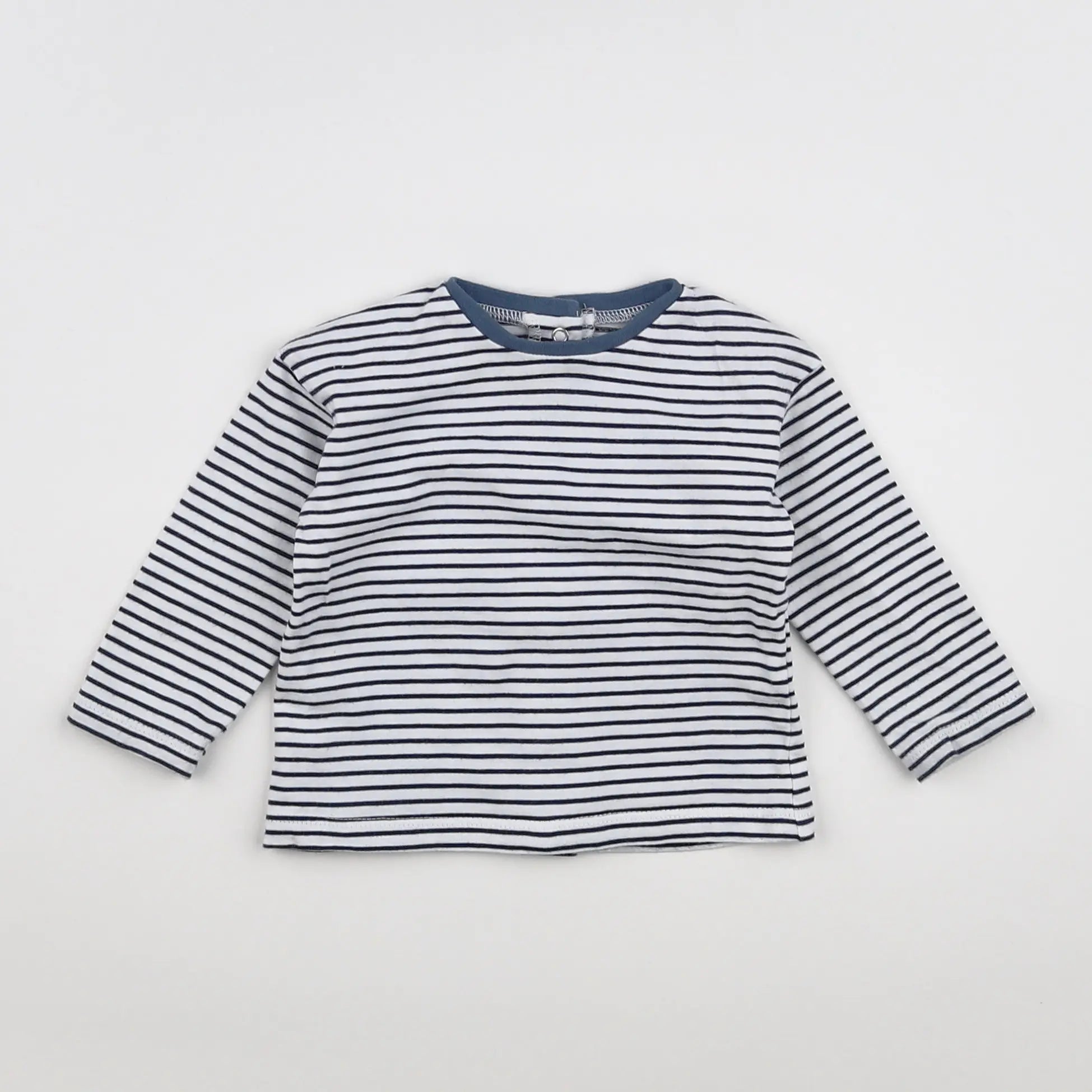Vertbaudet - tee-shirt blanc, bleu - 6 mois