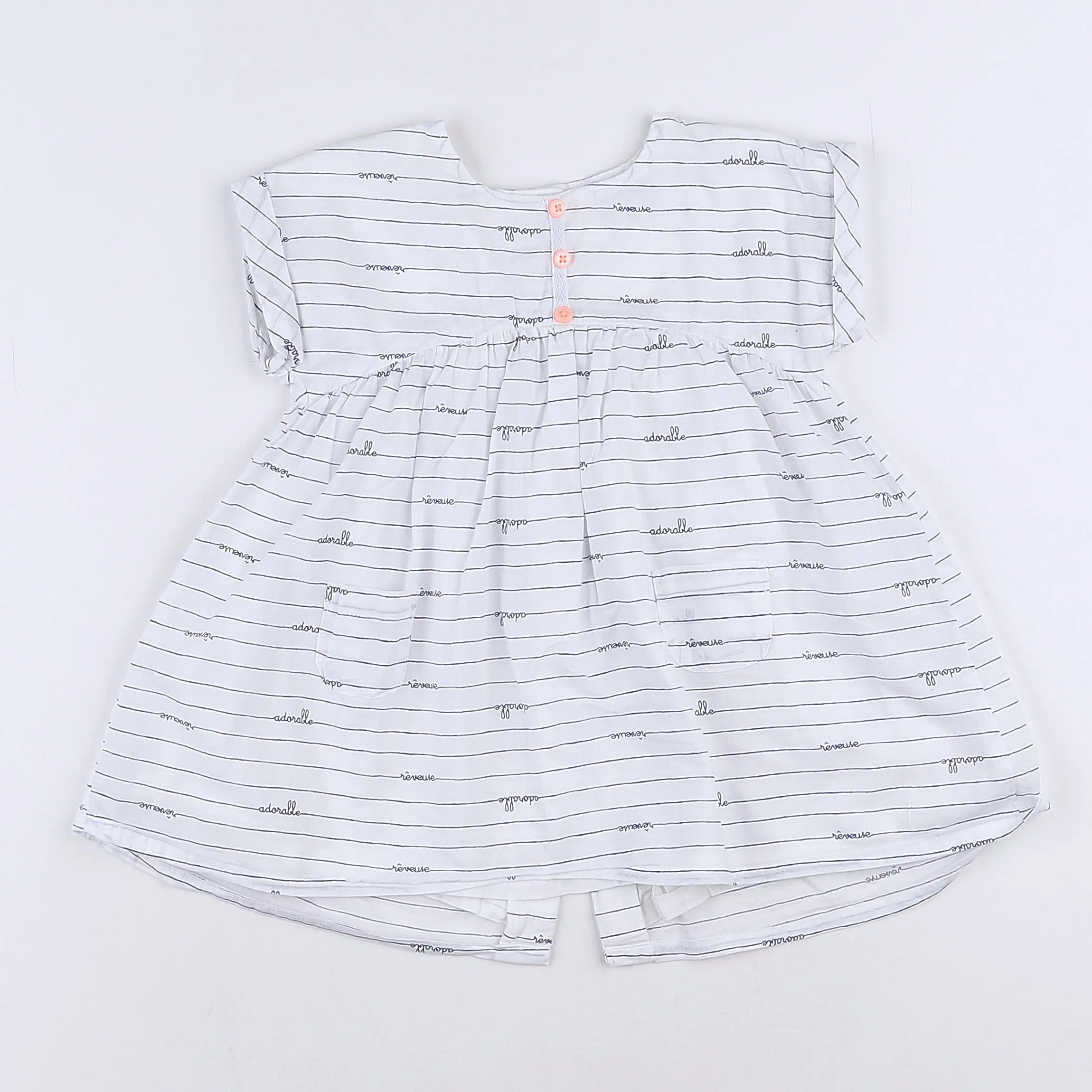 Vertbaudet - robe bleu, blanc - 12 mois