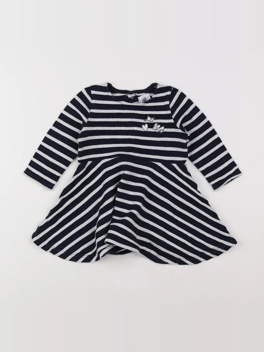 Petit Bateau - robe bleu, argent - 12 mois