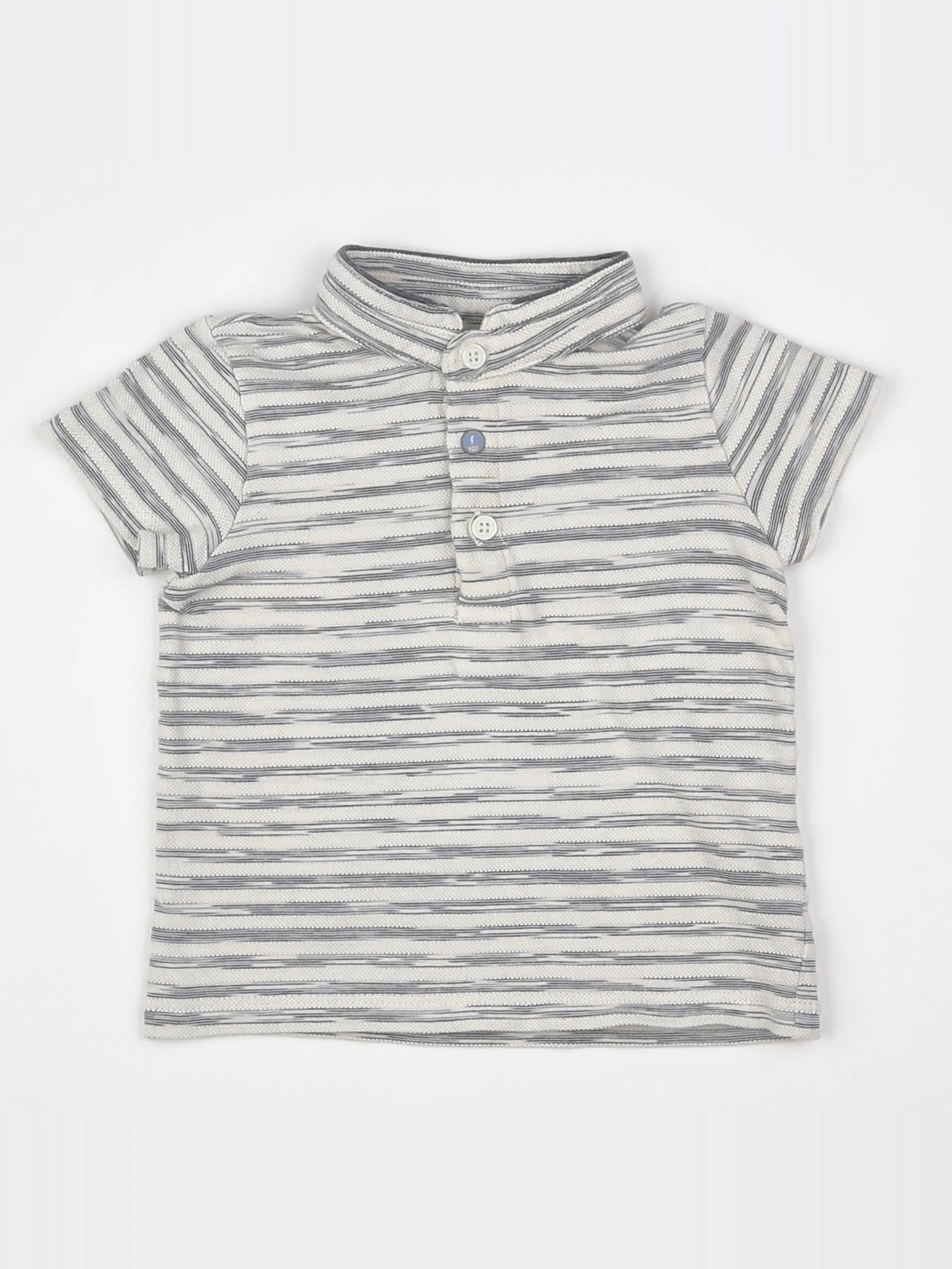 IKKS - polo blanc, gris - 12 mois