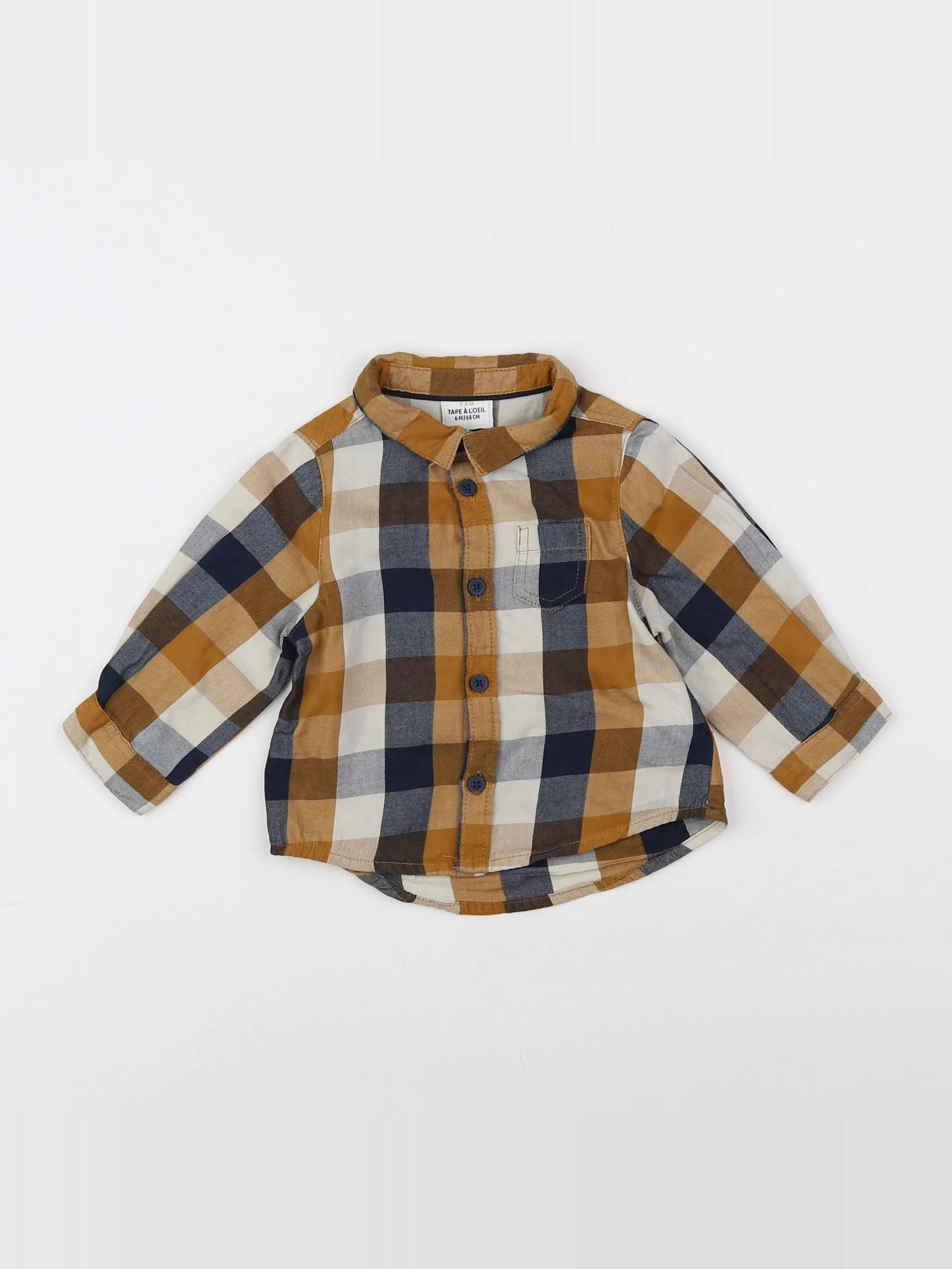 Tape à l'oeil - chemise bleu, marron - 6 mois