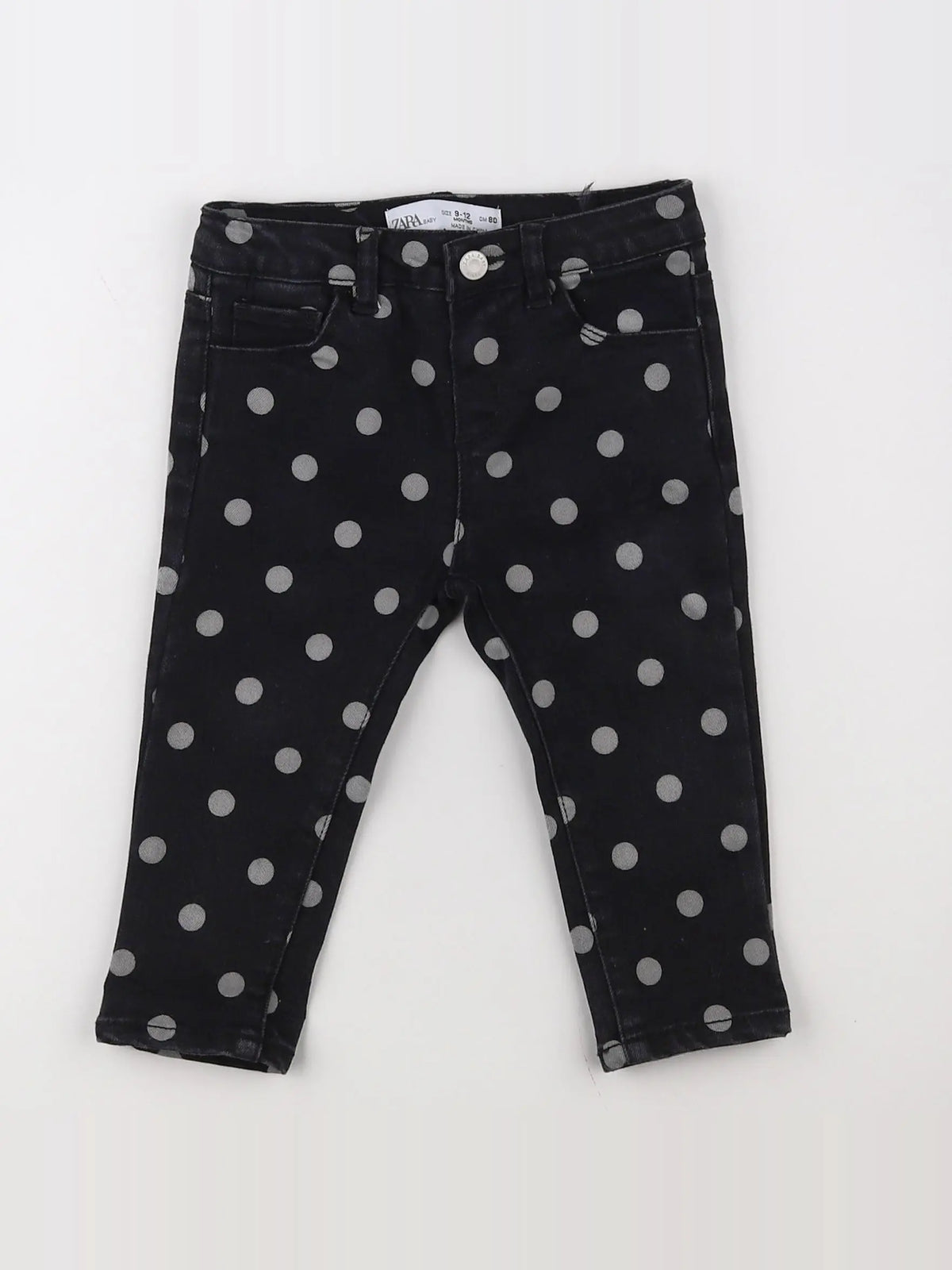Zara - jean noir, blanc - 9/12 mois