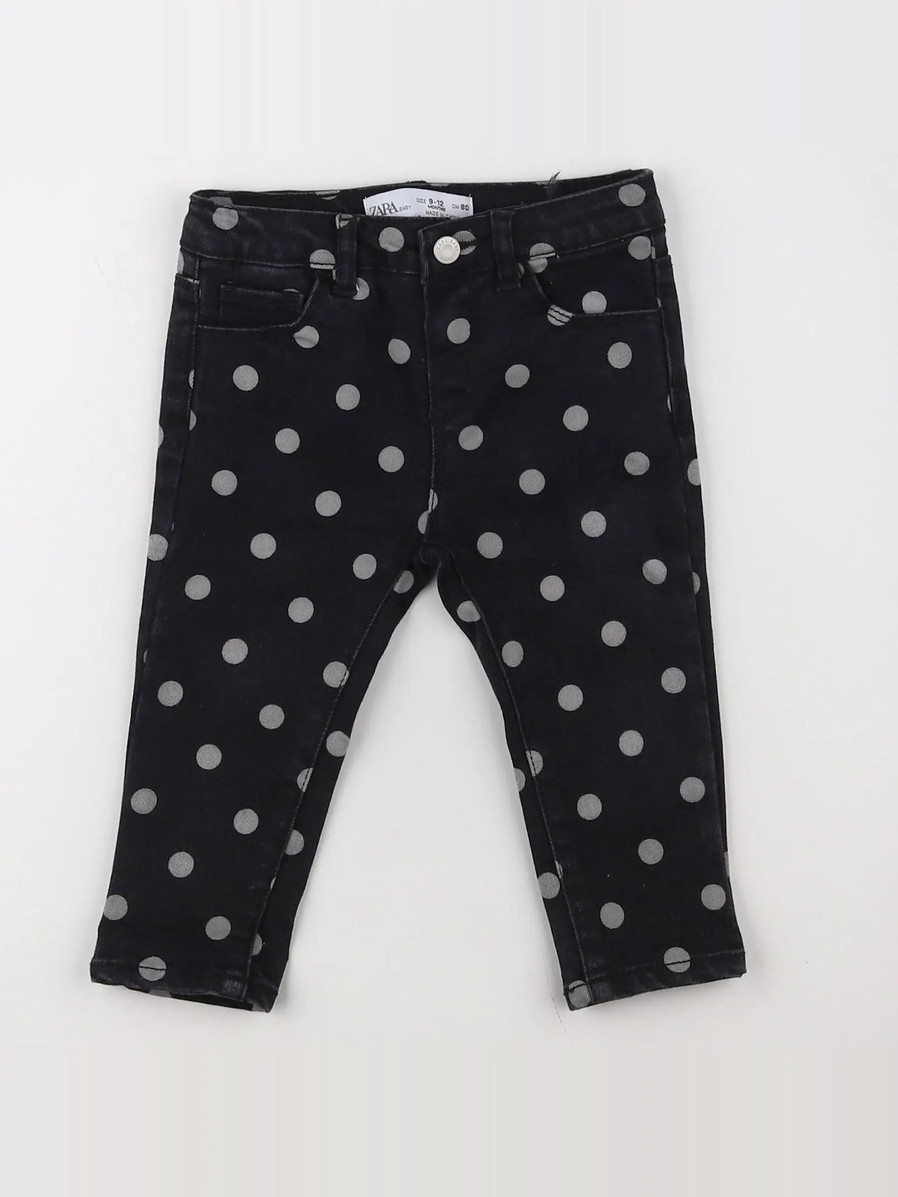 Zara - jean noir, blanc - 9/12 mois
