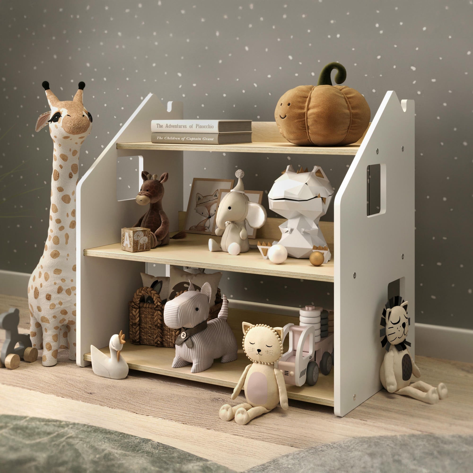 Étagère à jouets - Blanc et Gris