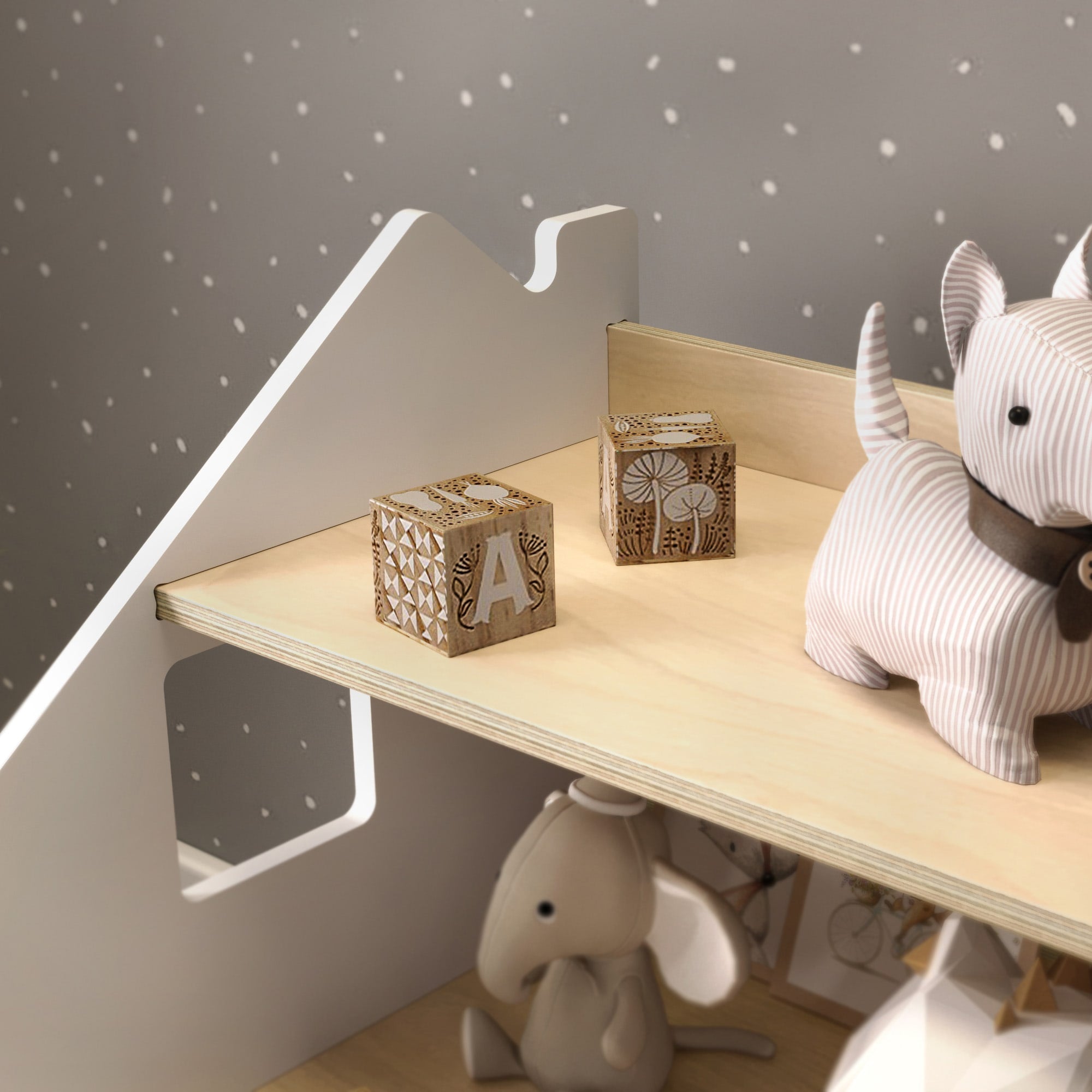 Étagère à jouets - Blanc et Gris