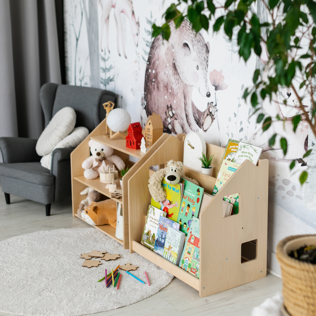Ensemble - Bibliothèque enfant + Étagère à jouets - édition limitée