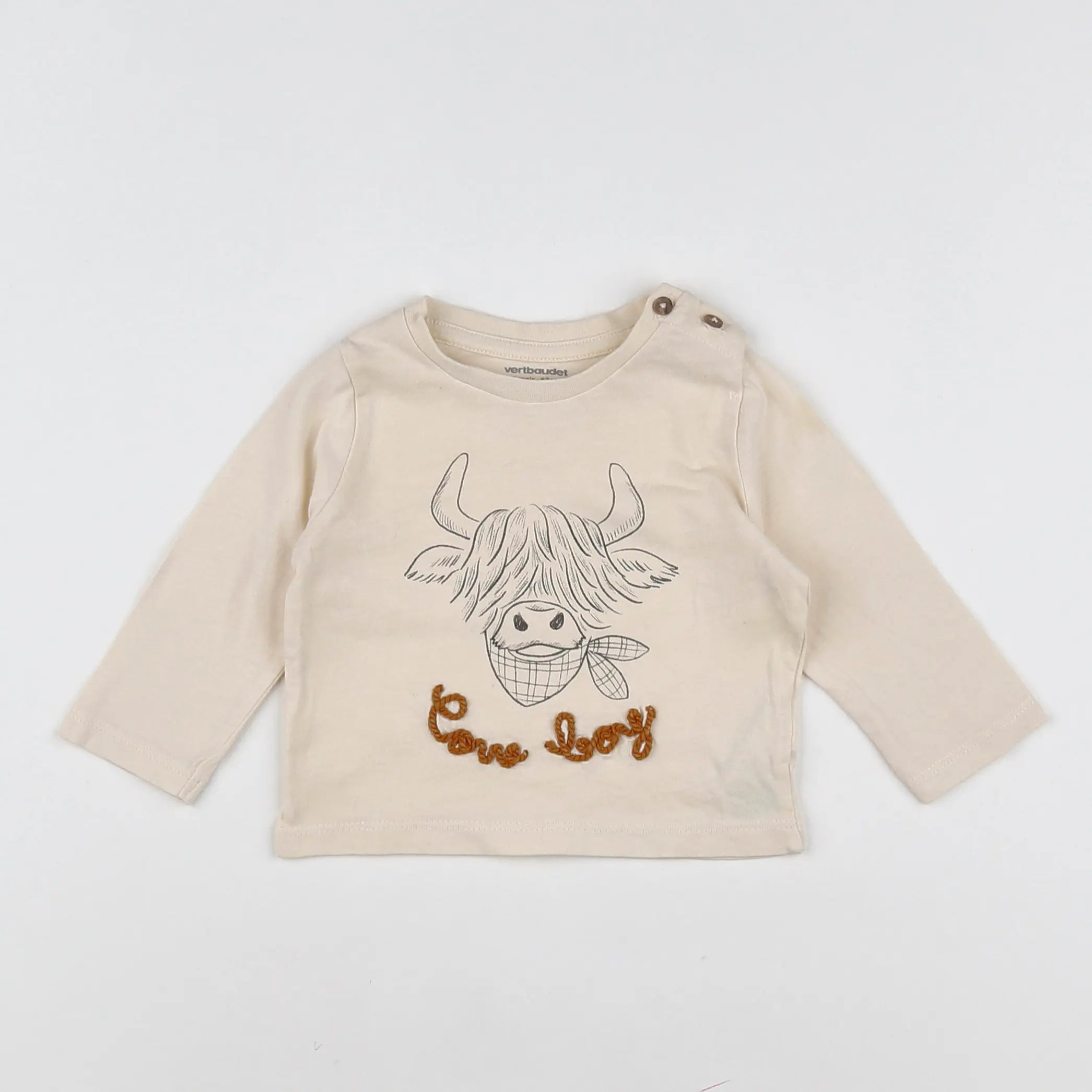 Vertbaudet - tee-shirt beige - 6 mois