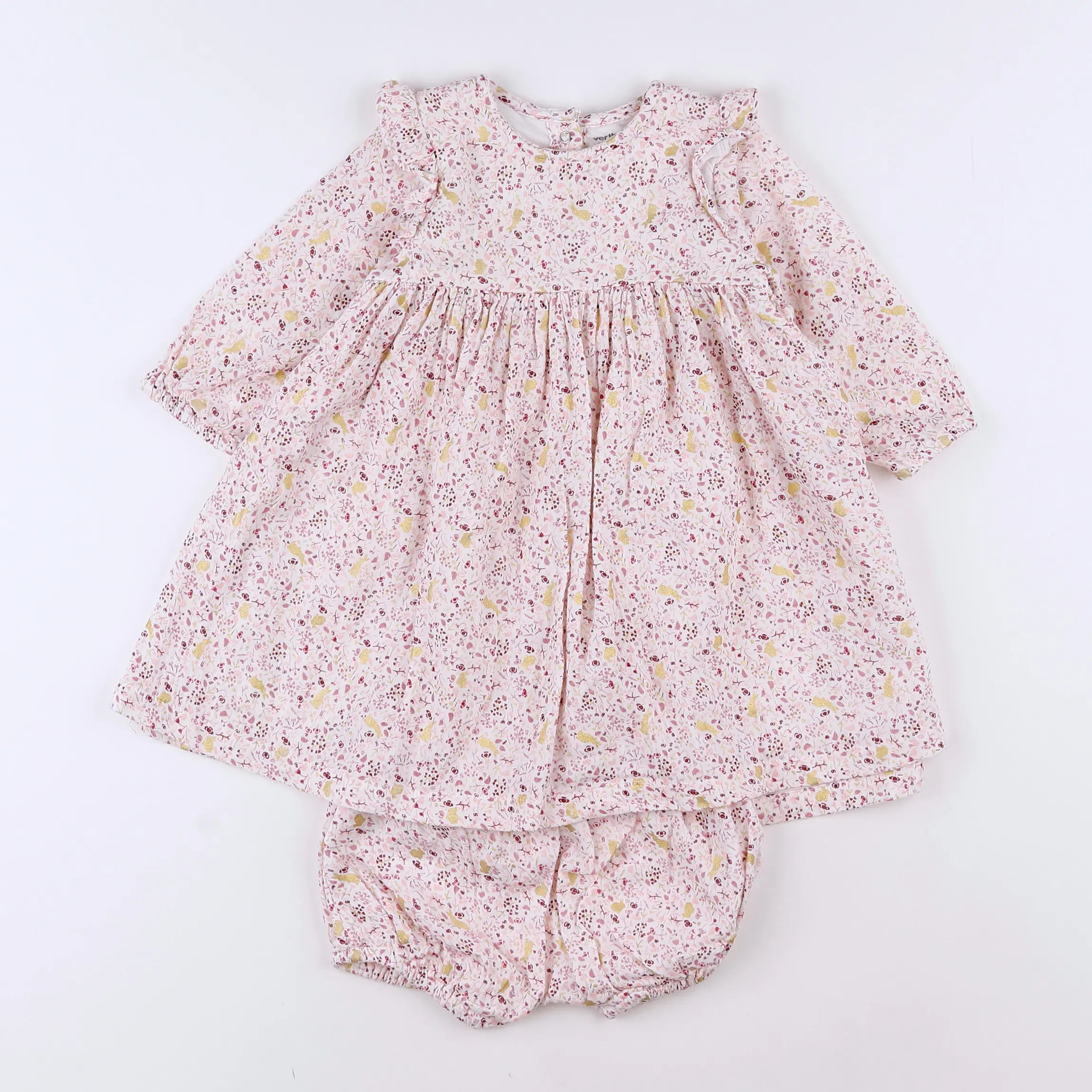 Vertbaudet - robe blanc, or - 18 mois