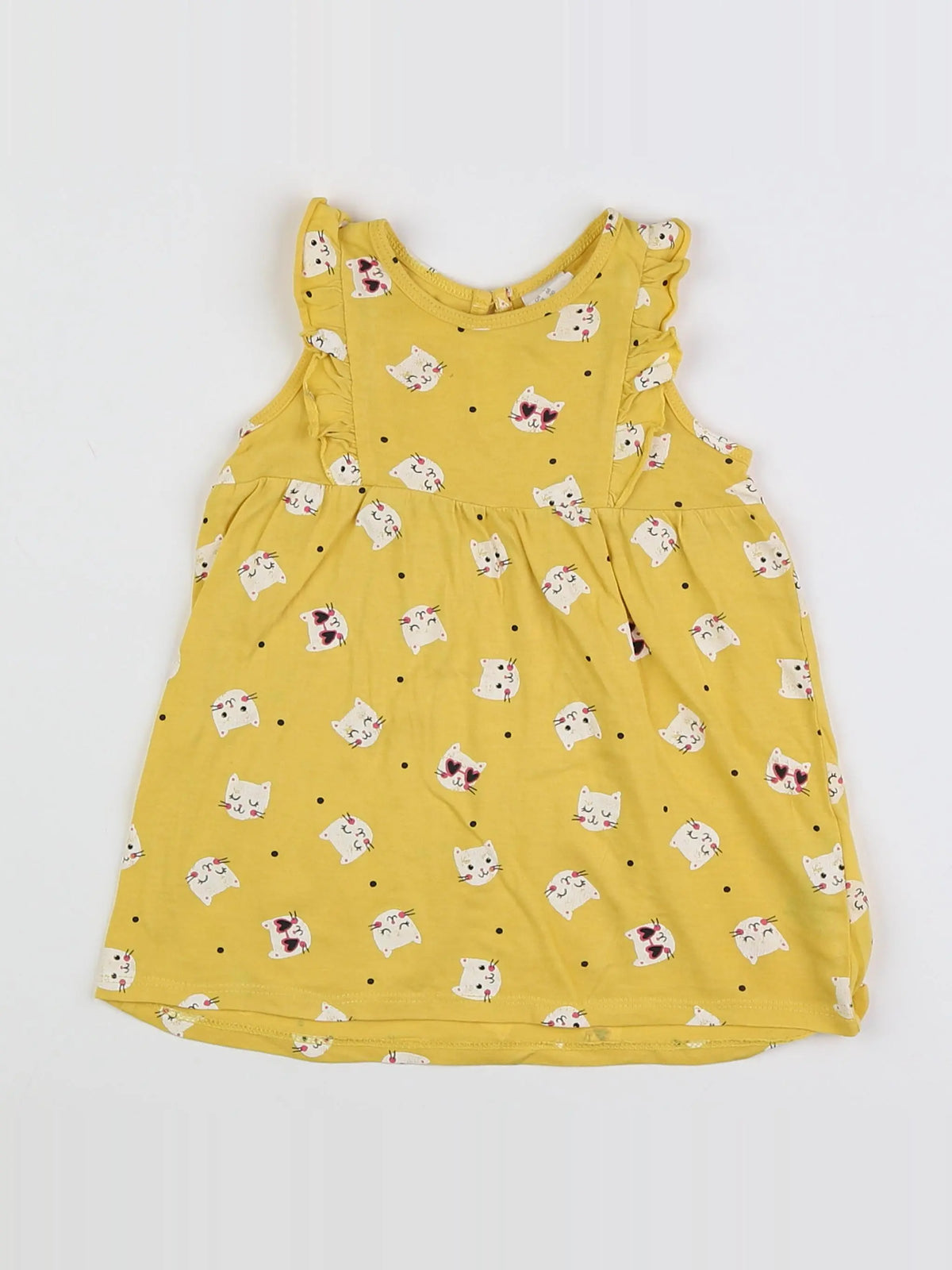 H&M - robe jaune, blanc - 3/6 mois
