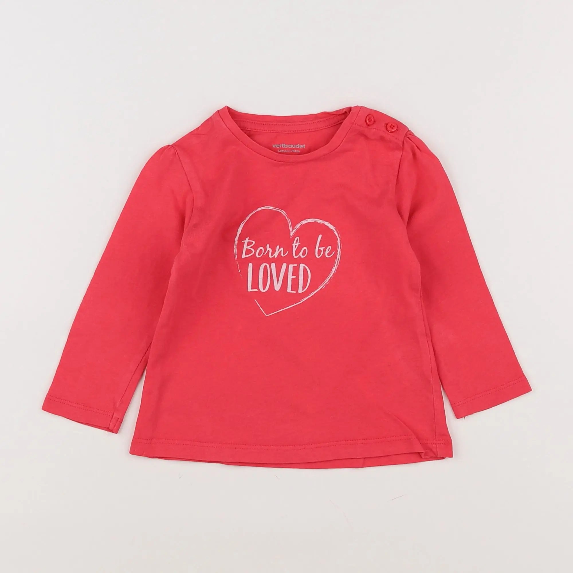 Vertbaudet - tee-shirt rose - 12 mois
