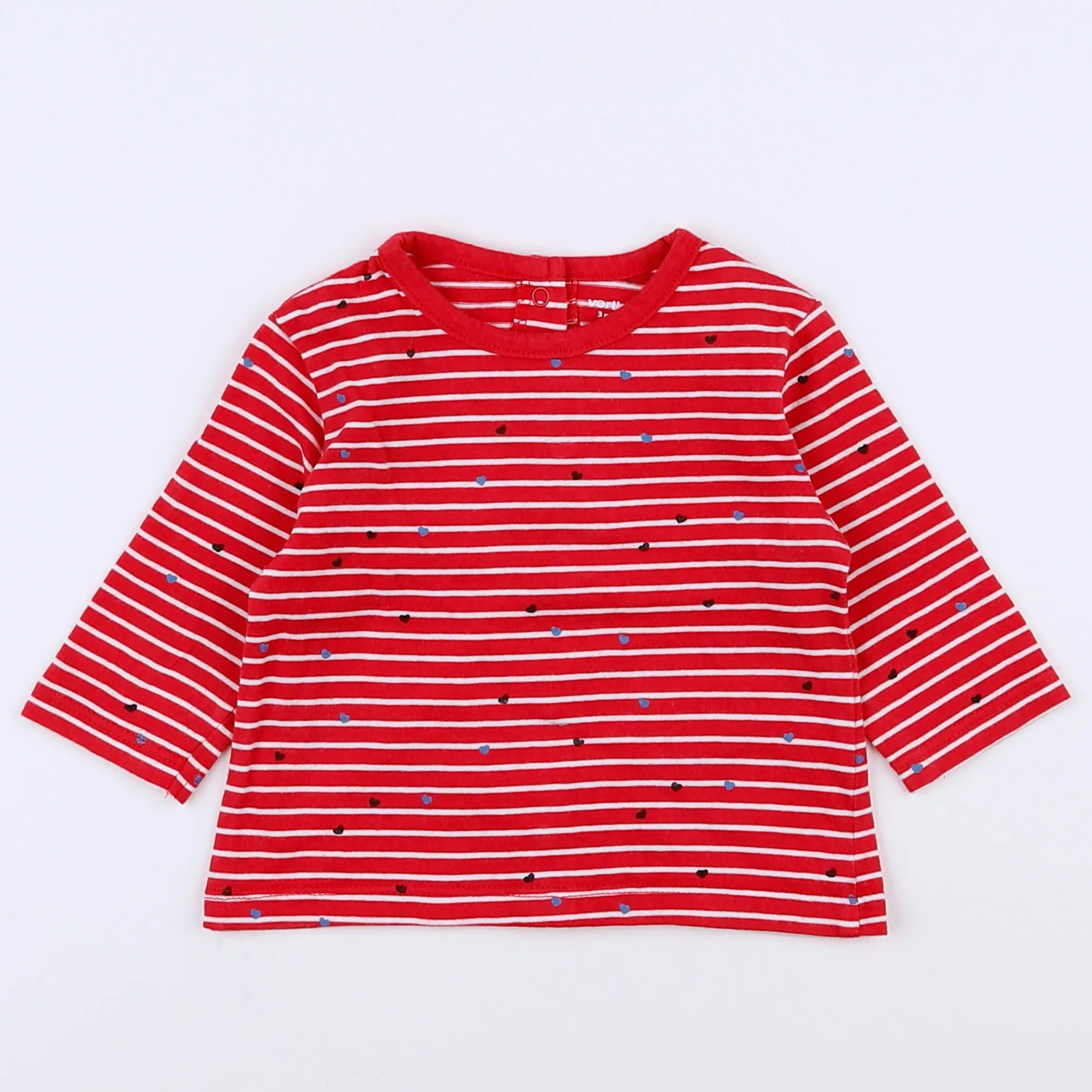 Vertbaudet - tee-shirt blanc, rose - 3 mois
