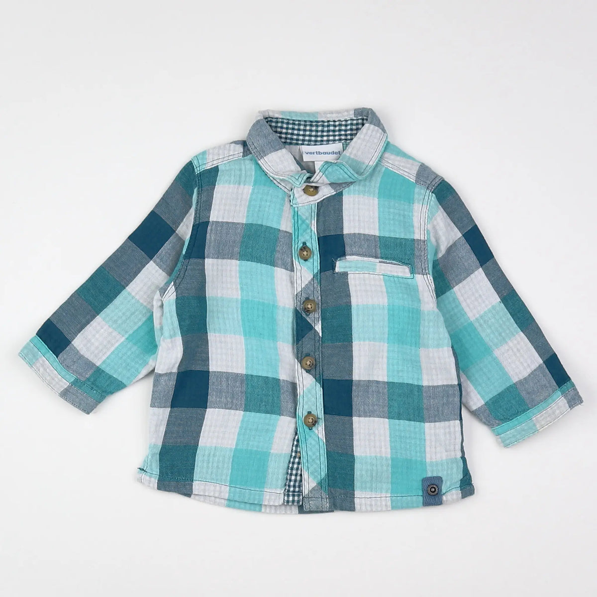 Vertbaudet - chemise bleu - 3 mois