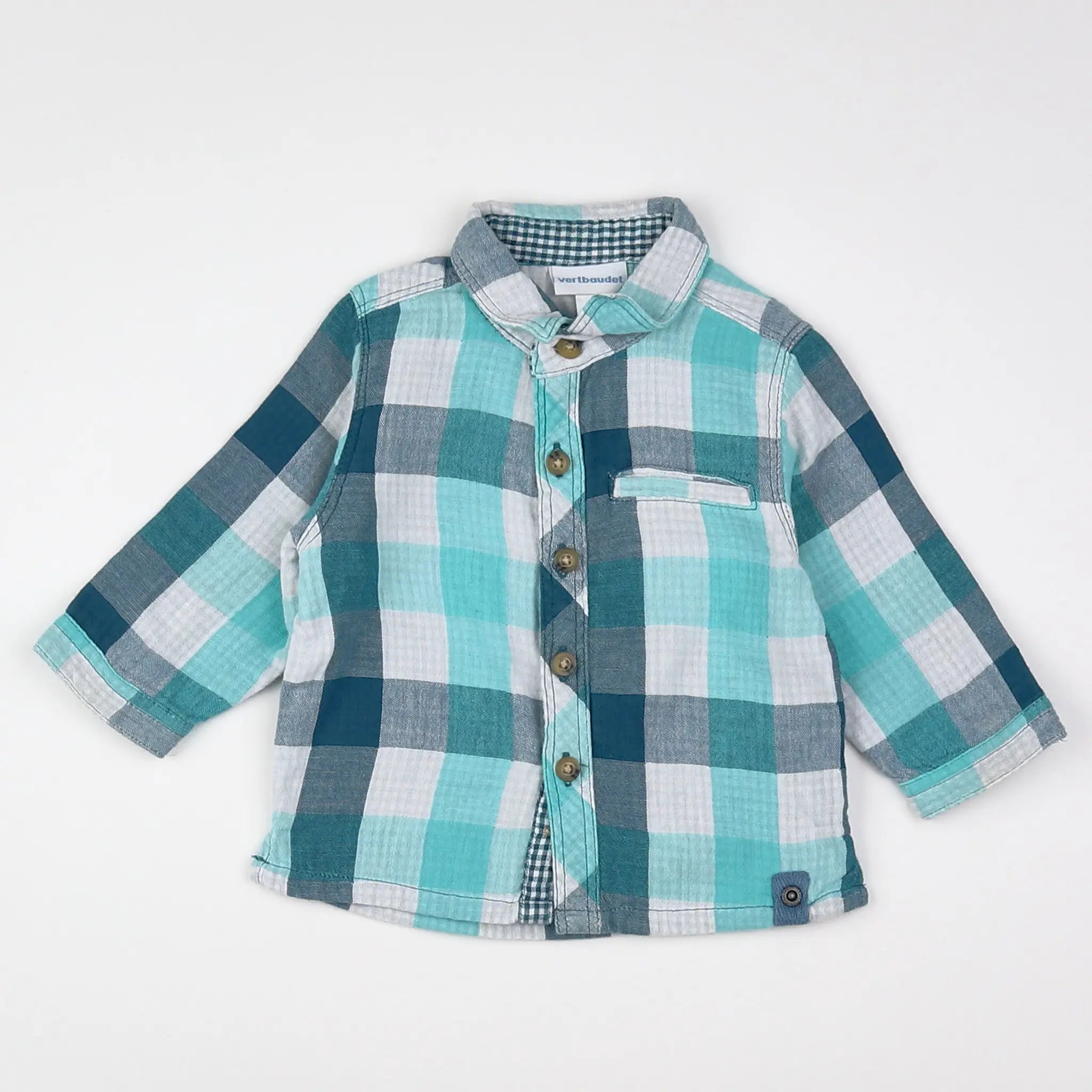 Vertbaudet - chemise bleu - 3 mois