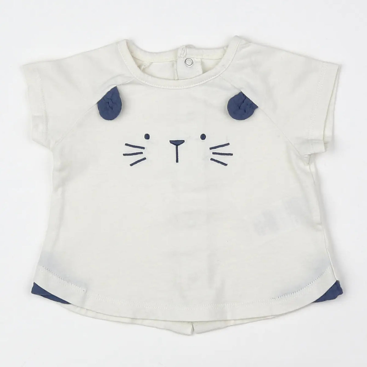 Vertbaudet - tee-shirt beige, bleu - 6 mois