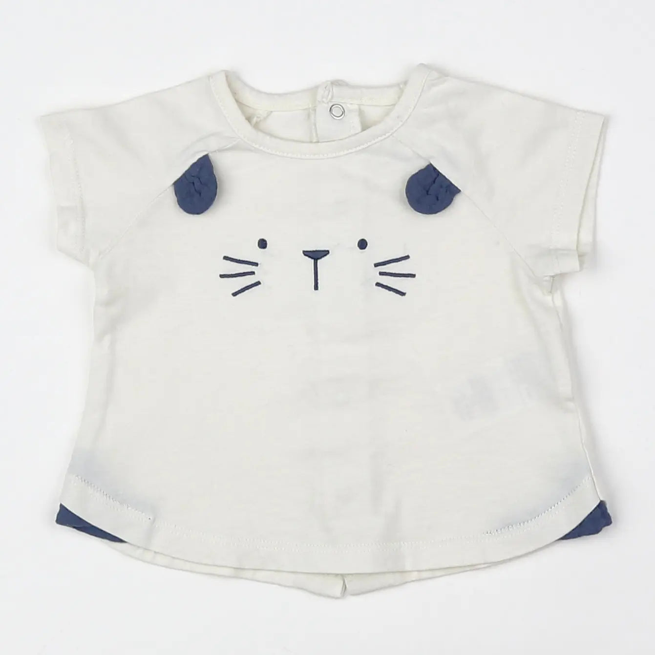 Vertbaudet - tee-shirt beige, bleu - 6 mois