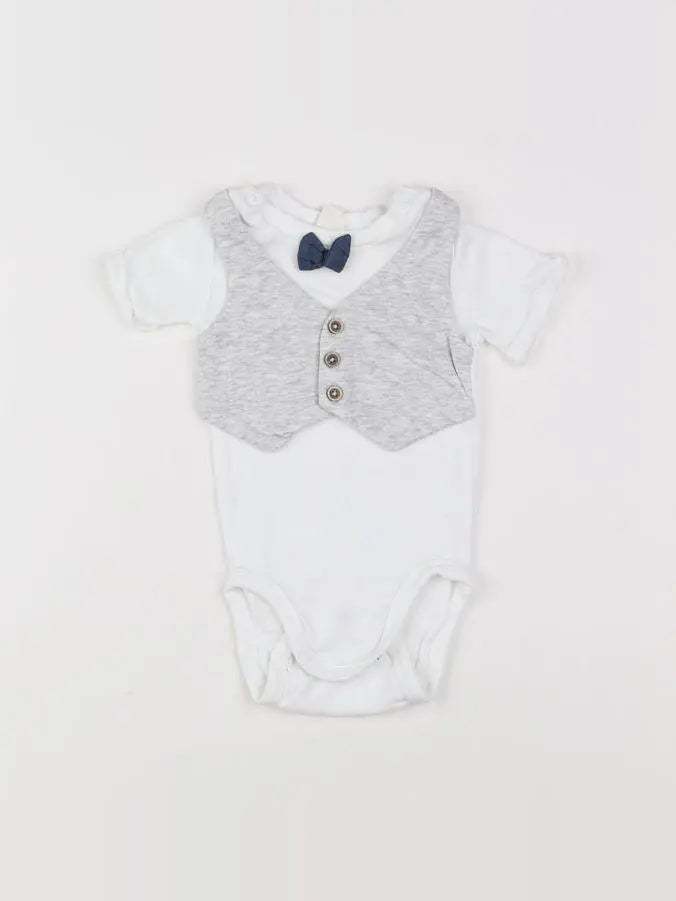 H&M - body vetement blanc, gris - 3 mois