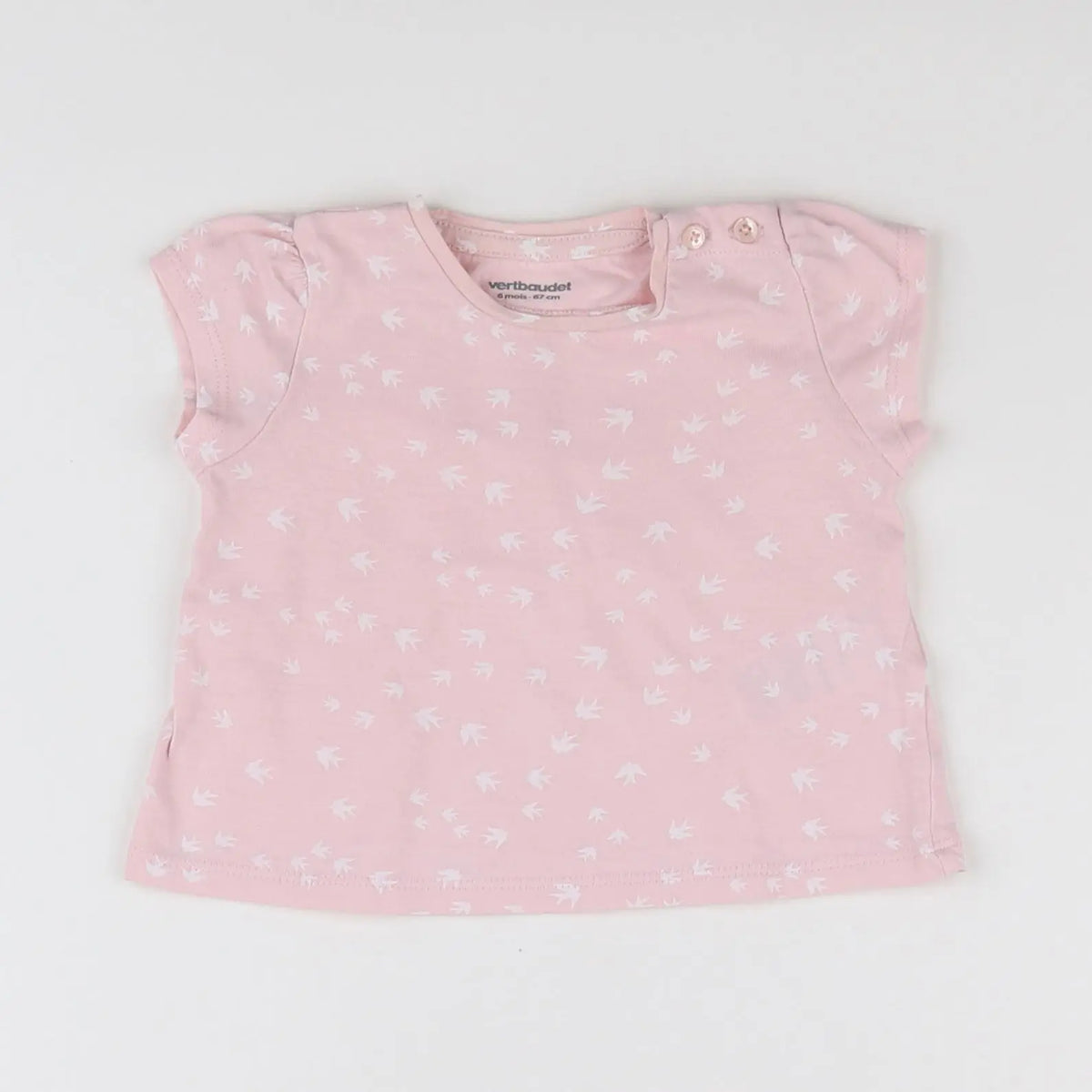 Vertbaudet - tee-shirt rose - 6 mois